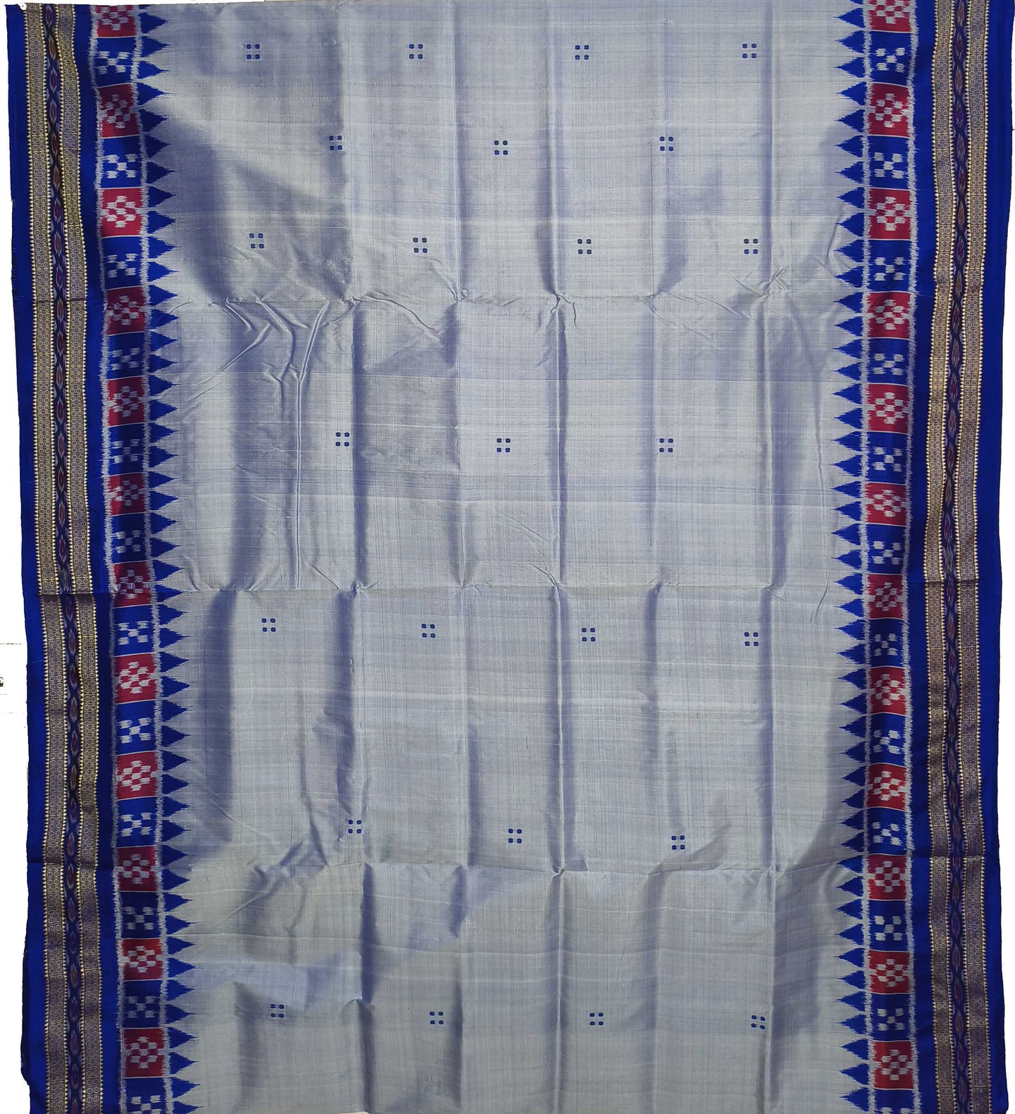 Sky Blue Pasapalli Temple Border Khandua Pata Saree | Odisha Handloom | Devnika