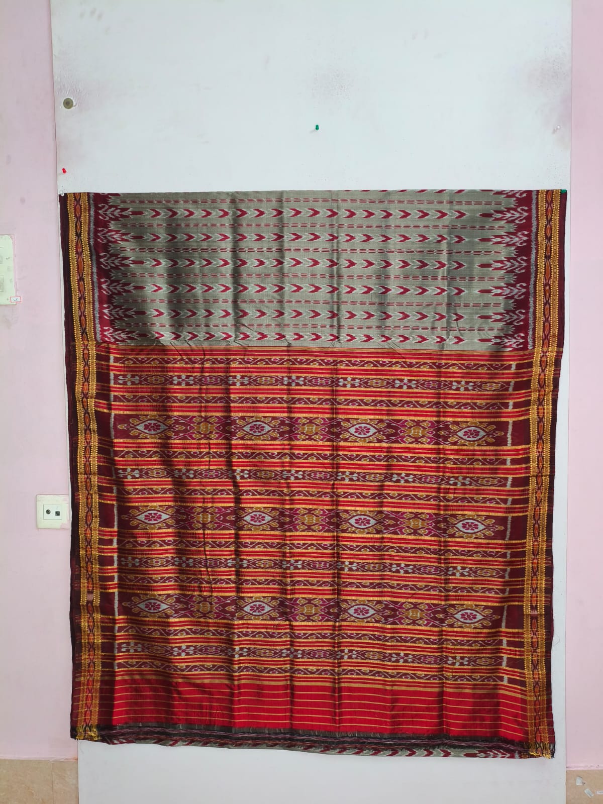 Grey Dhanpatri Khandua Pata Saree