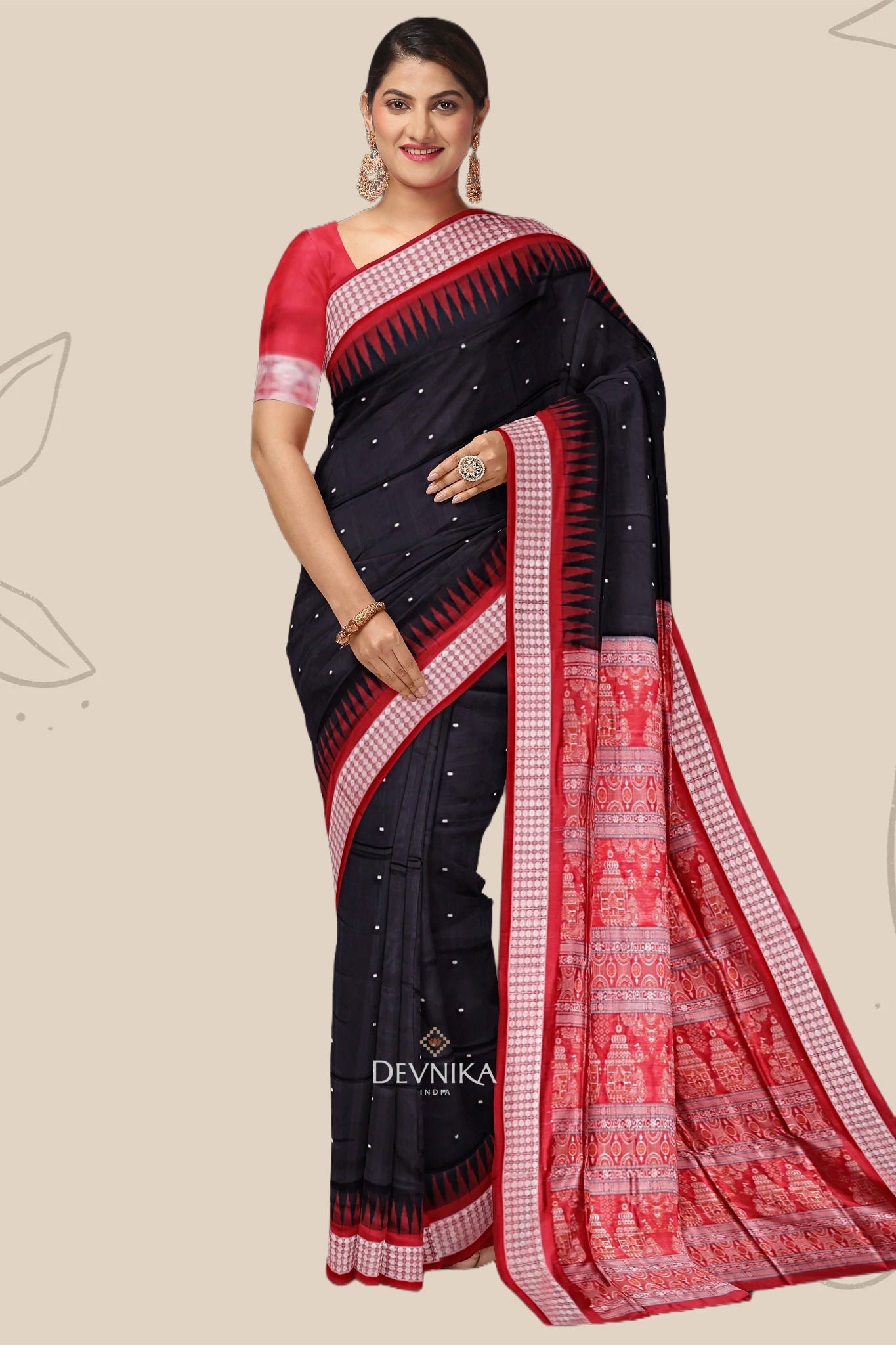 Black Bomkai Butti Sambalapuri Saree