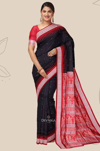 Black Bomkai Butti Sambalapuri Saree