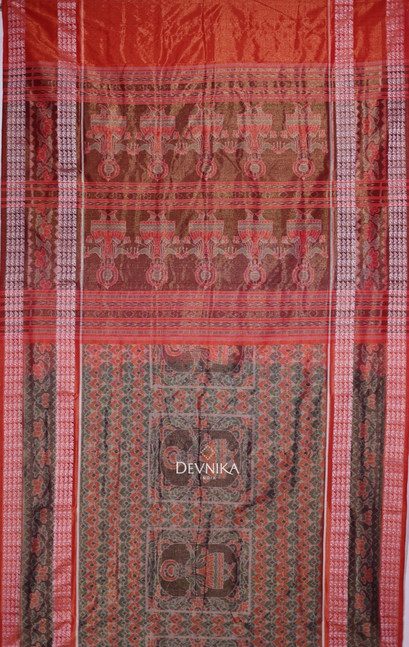 Golden Green Body Bandha Tissue Saree