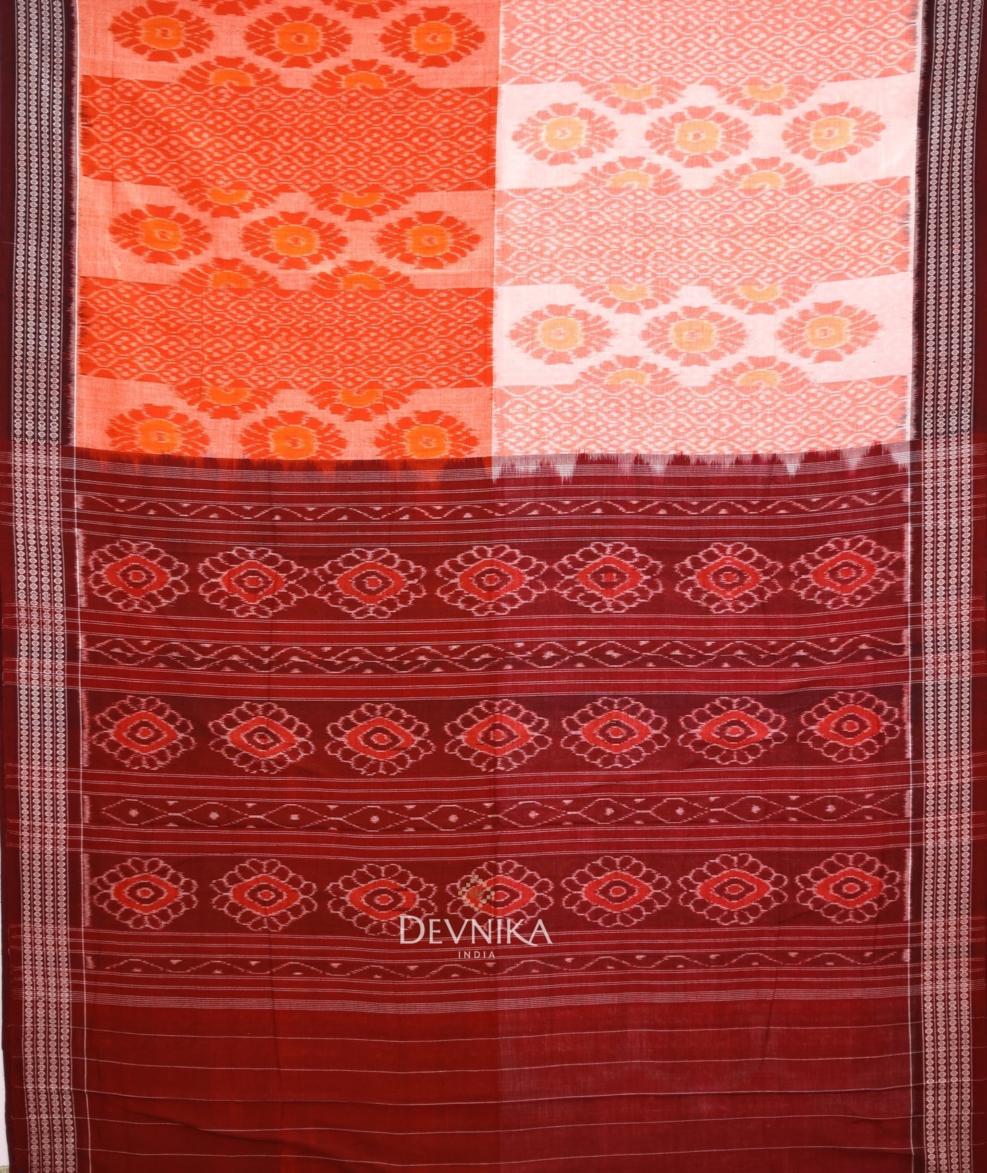 Orange And Golden Body Bandha Saree | Odisha Handloom | Devnika