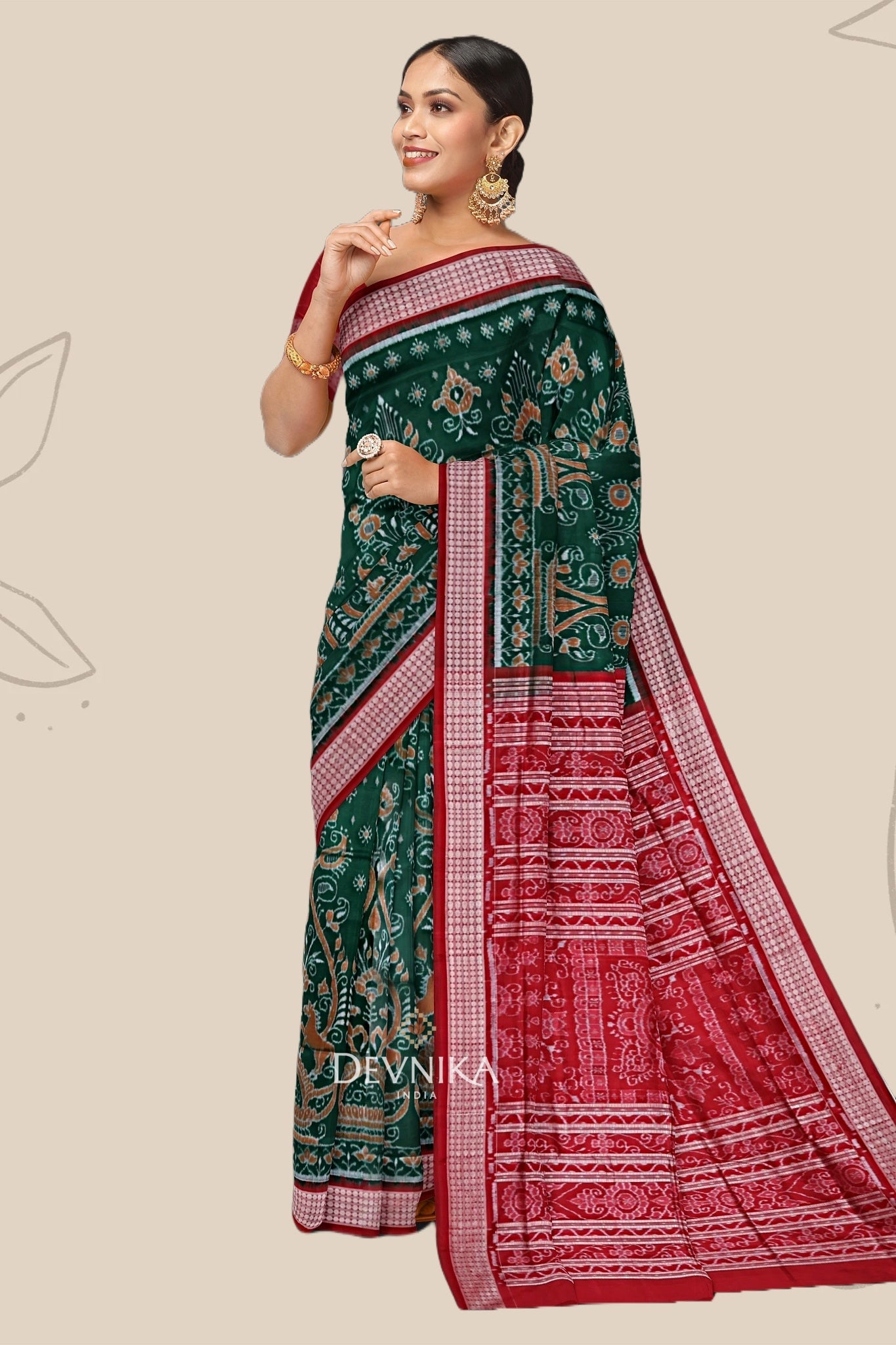 Forest Green Traditional Body Bandha Saree