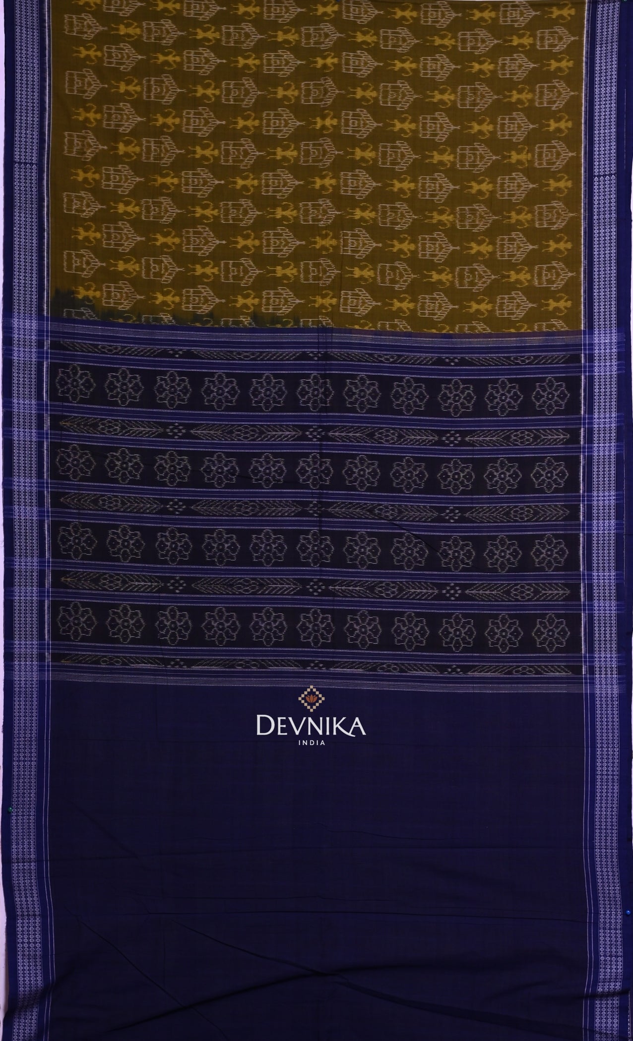 Olive Teracota Bandha Handloom Cotton Saree | Odisha Handloom | Devnika