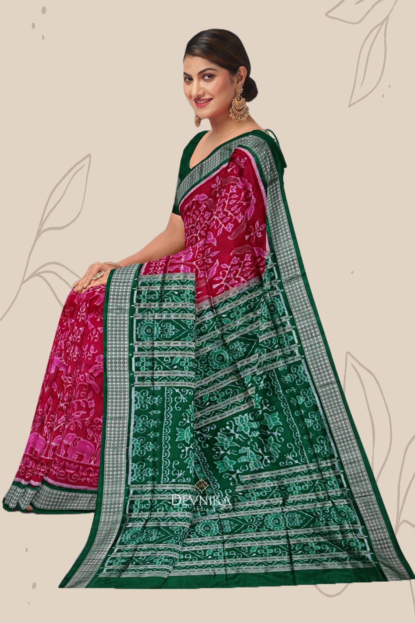 Hot Pink Traditional Body Bandha Saree