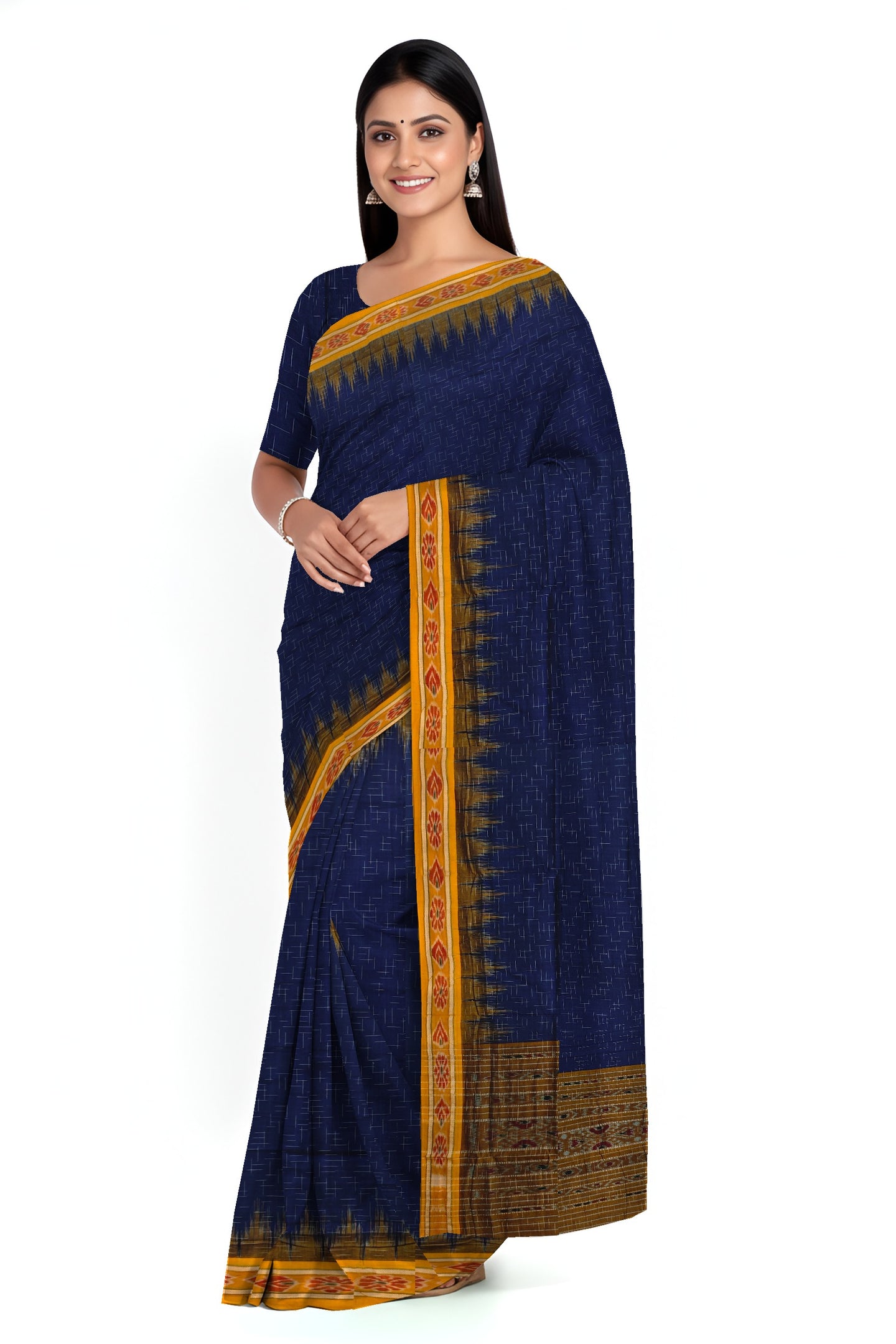 Deep Blue Mania Bandha Traditional Katiki Saree | Odisha Handloom GI Tagged | Devnika