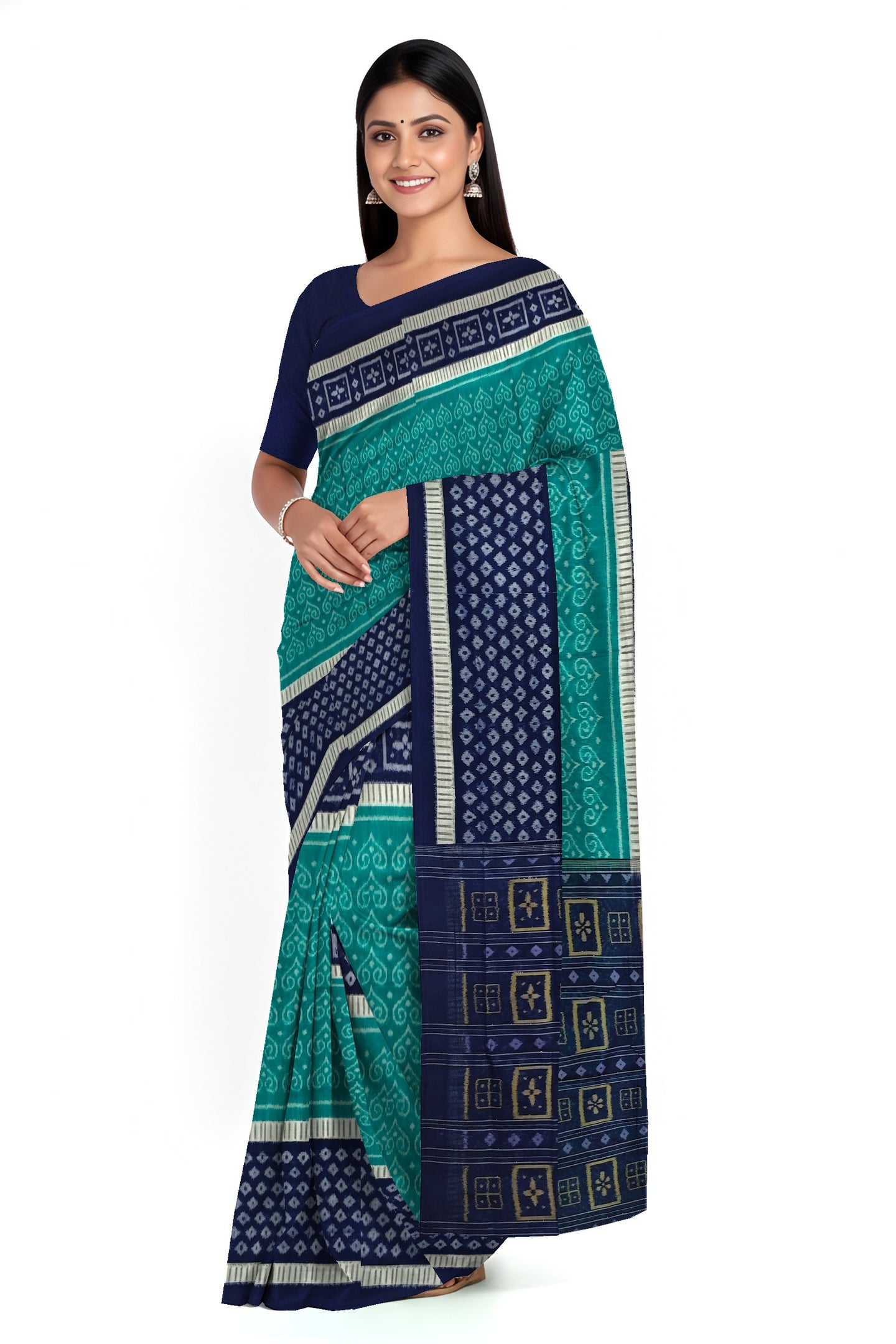 Teal Green Body Bandha Saree