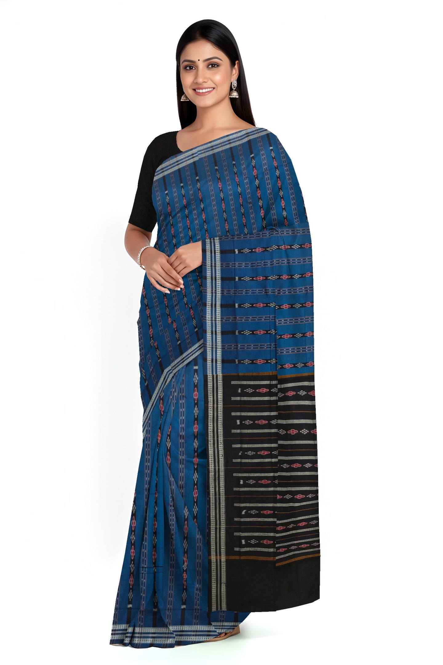 Blue Line Bandha Saree | Odisha Handloom GI Tagged | Devnika