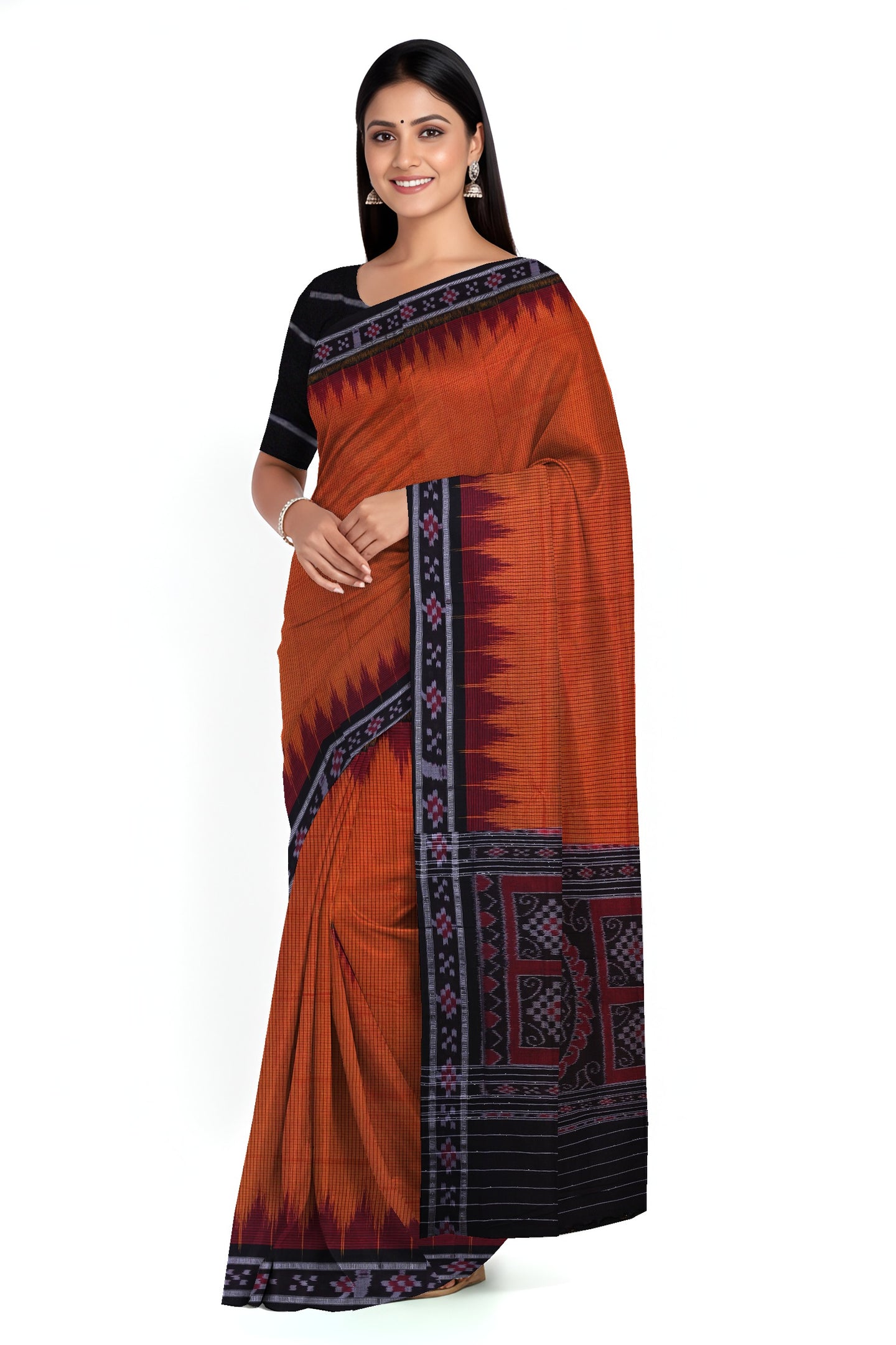 Golden Orange Mania Bandha Border Pasapalli Saree