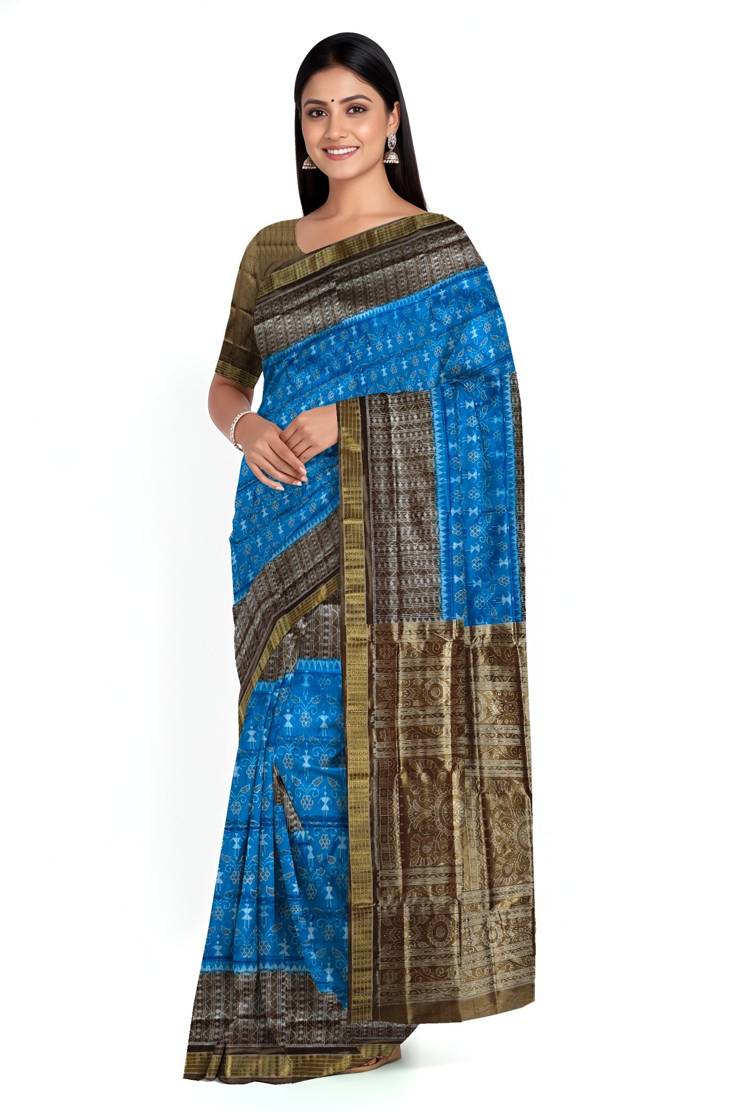 Copper Sulphate Half Body Bandha Tissue Silk Saree | Odisha Handloom GI Tagged | Devnika