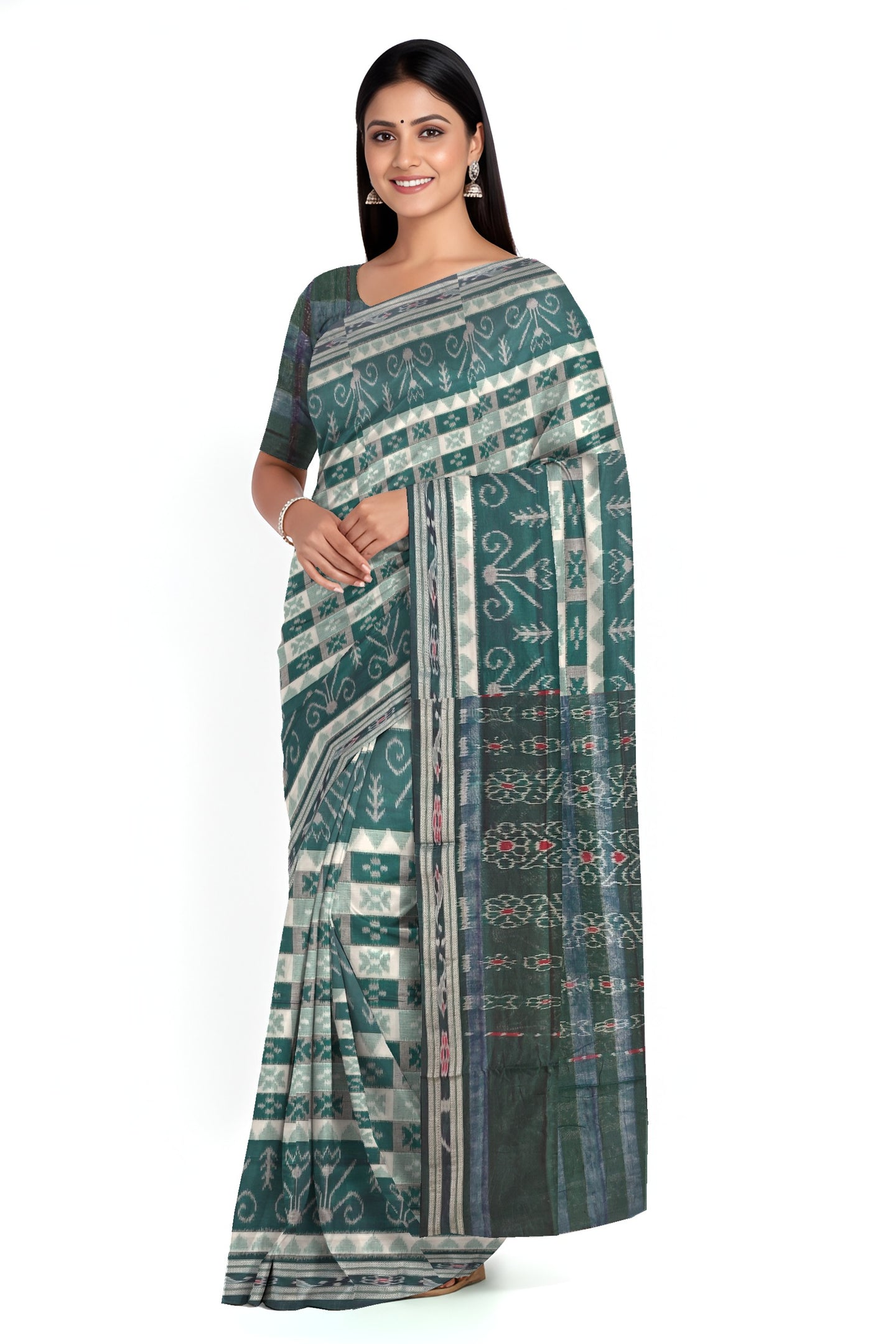 Green Mania Bandha Traditional Katiki Saree | Odisha Handloom GI Tagged | Devnika