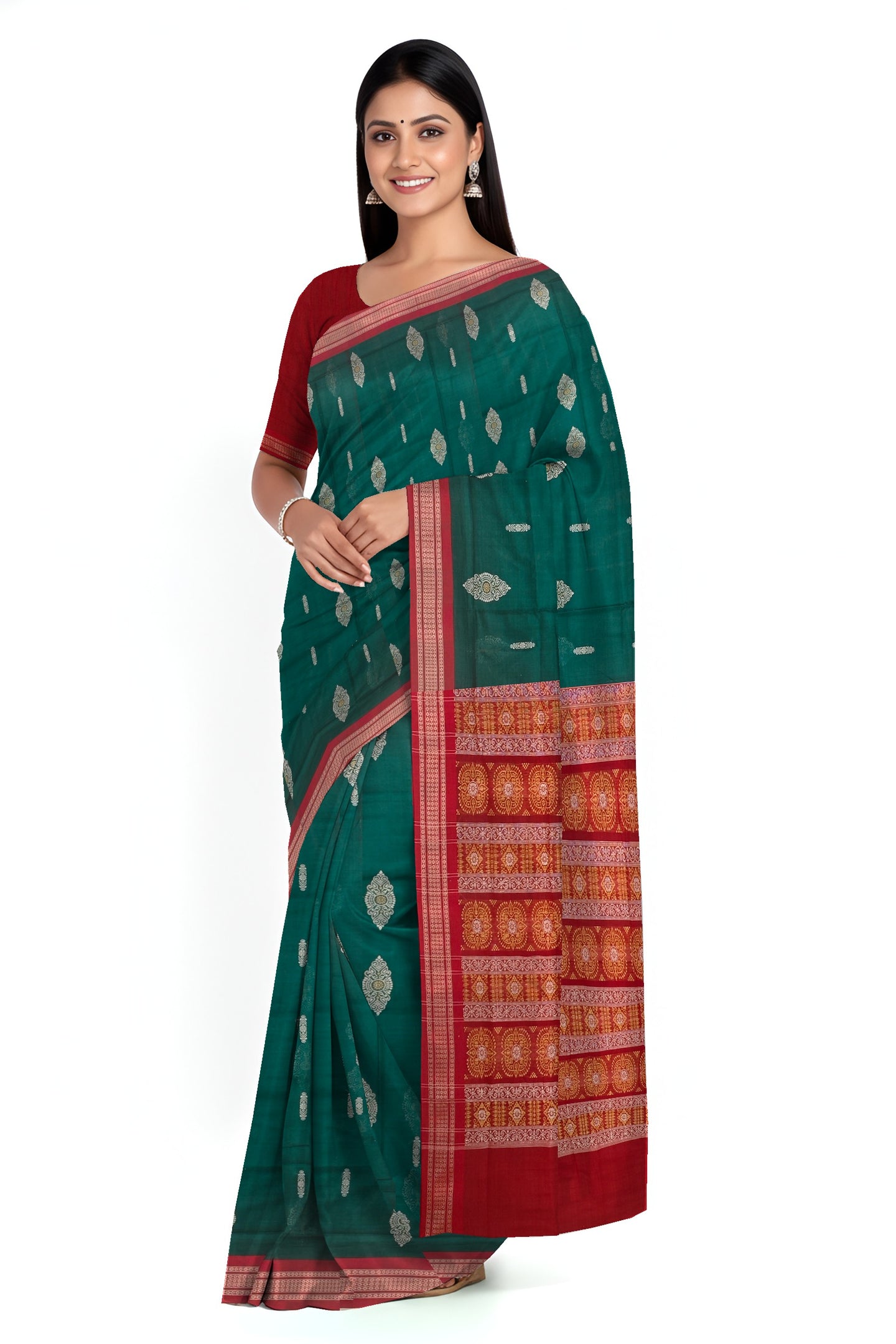 Green Bomkai Sambalapuri Saree