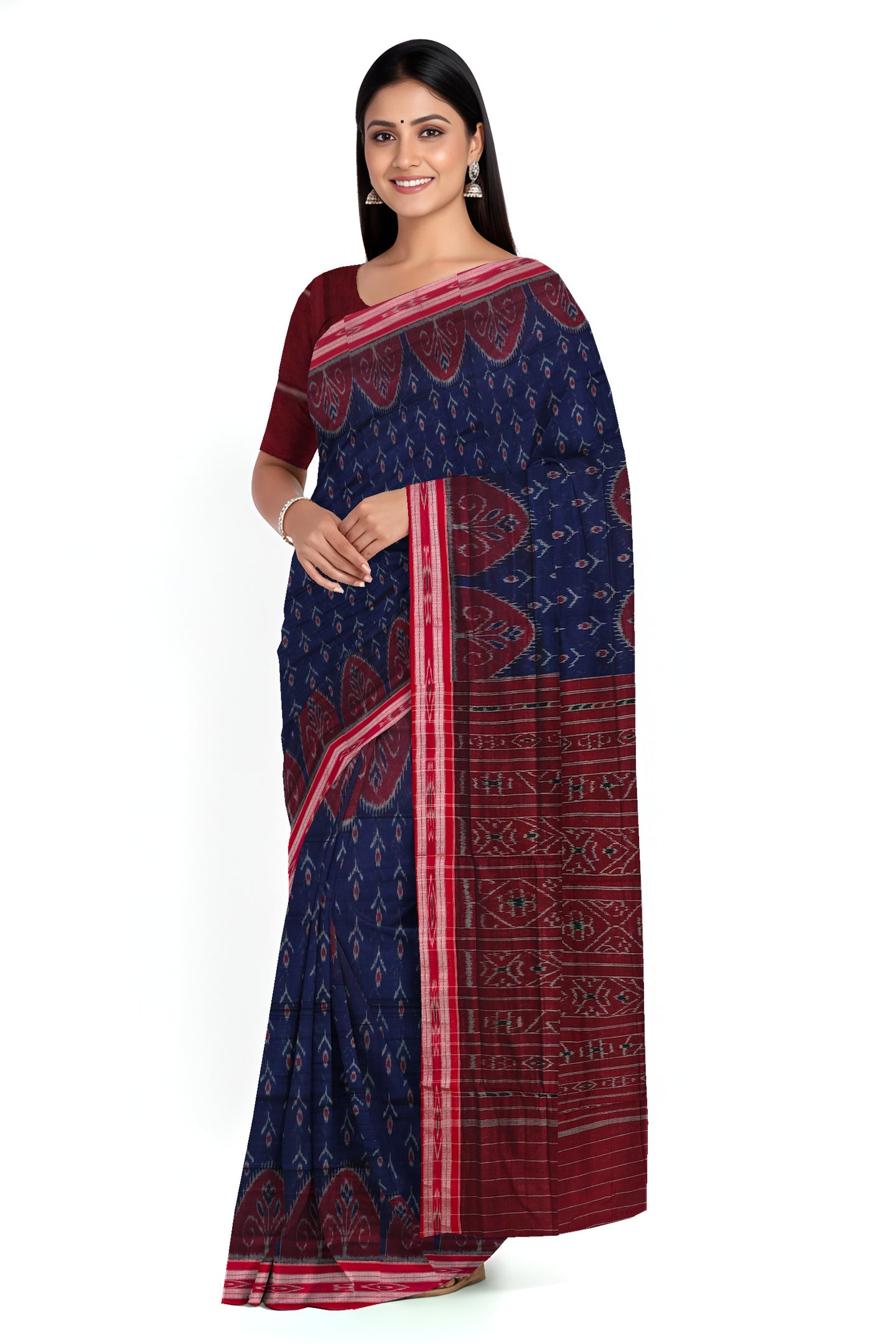 Deep Blue Mania Bandha Traditional Katiki Saree | Odisha Handloom GI Tagged | Devnika