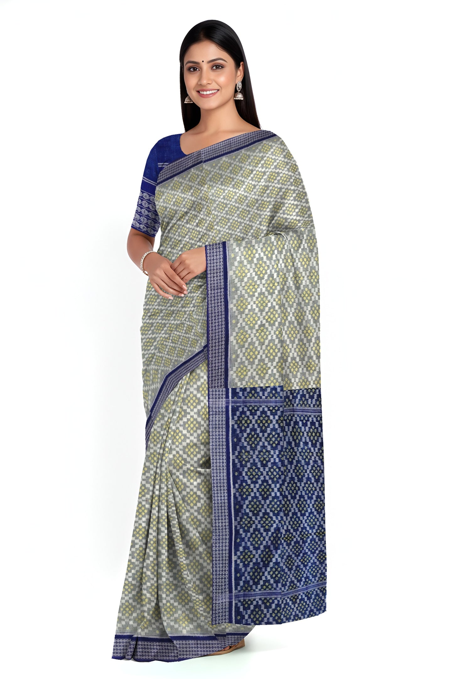 White & Yellow Bandha Pasapalli Saree | Odisha Handloom GI Tagged | Devnika