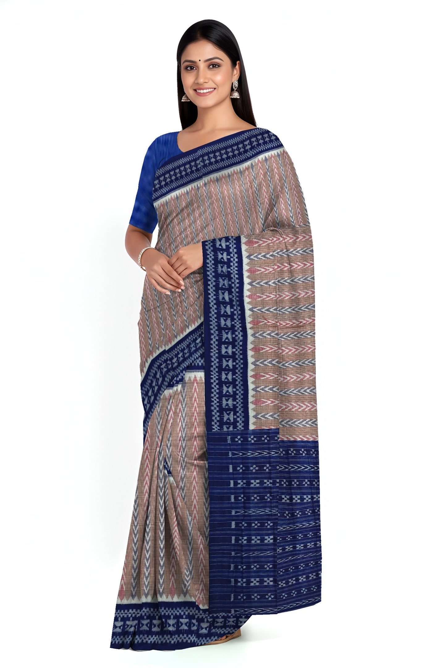 Brown Red Dhanpatri Bandha Saree