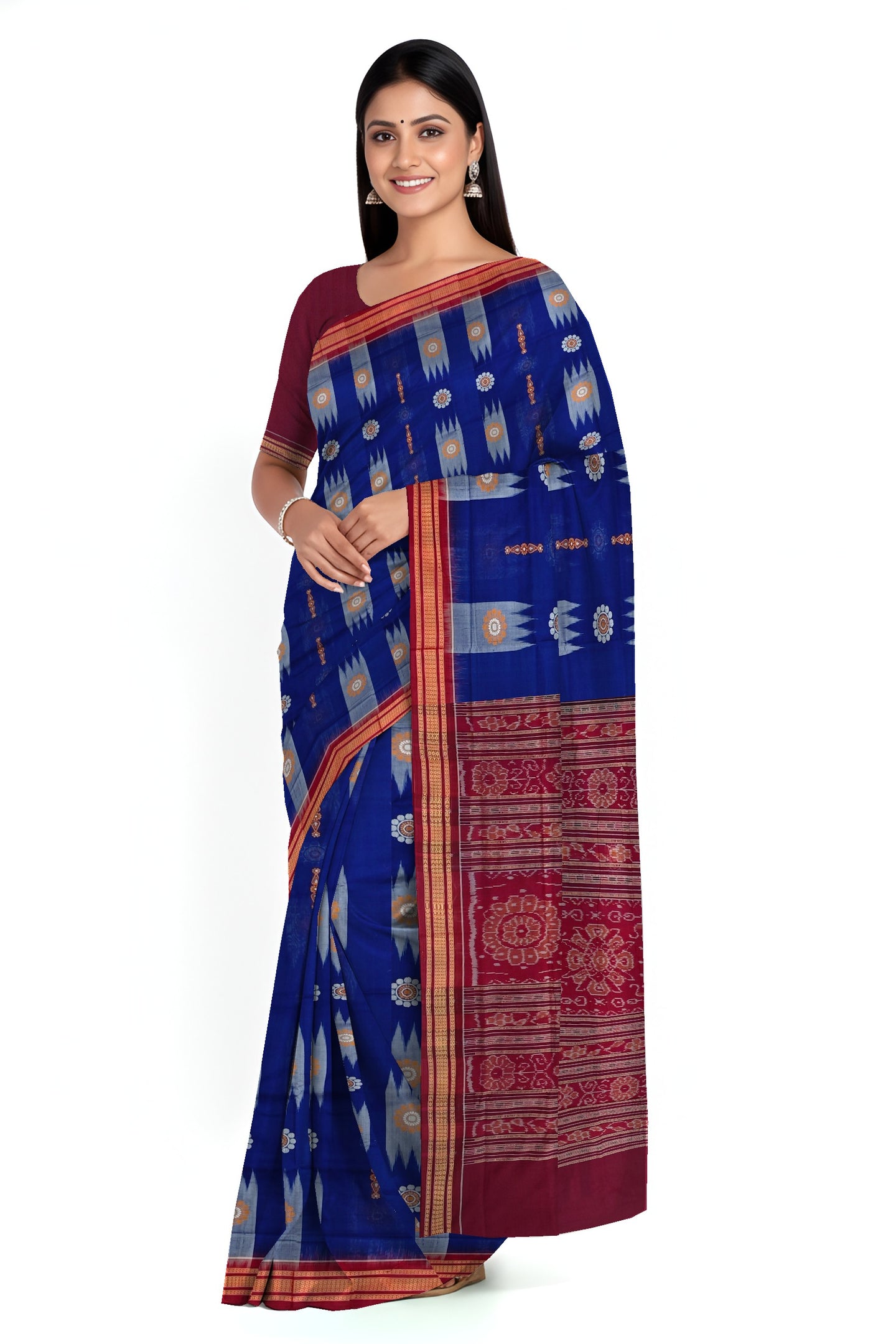 Blue Bandha Bomkai Saree | Odisha Handloom GI Tagged | Devnika