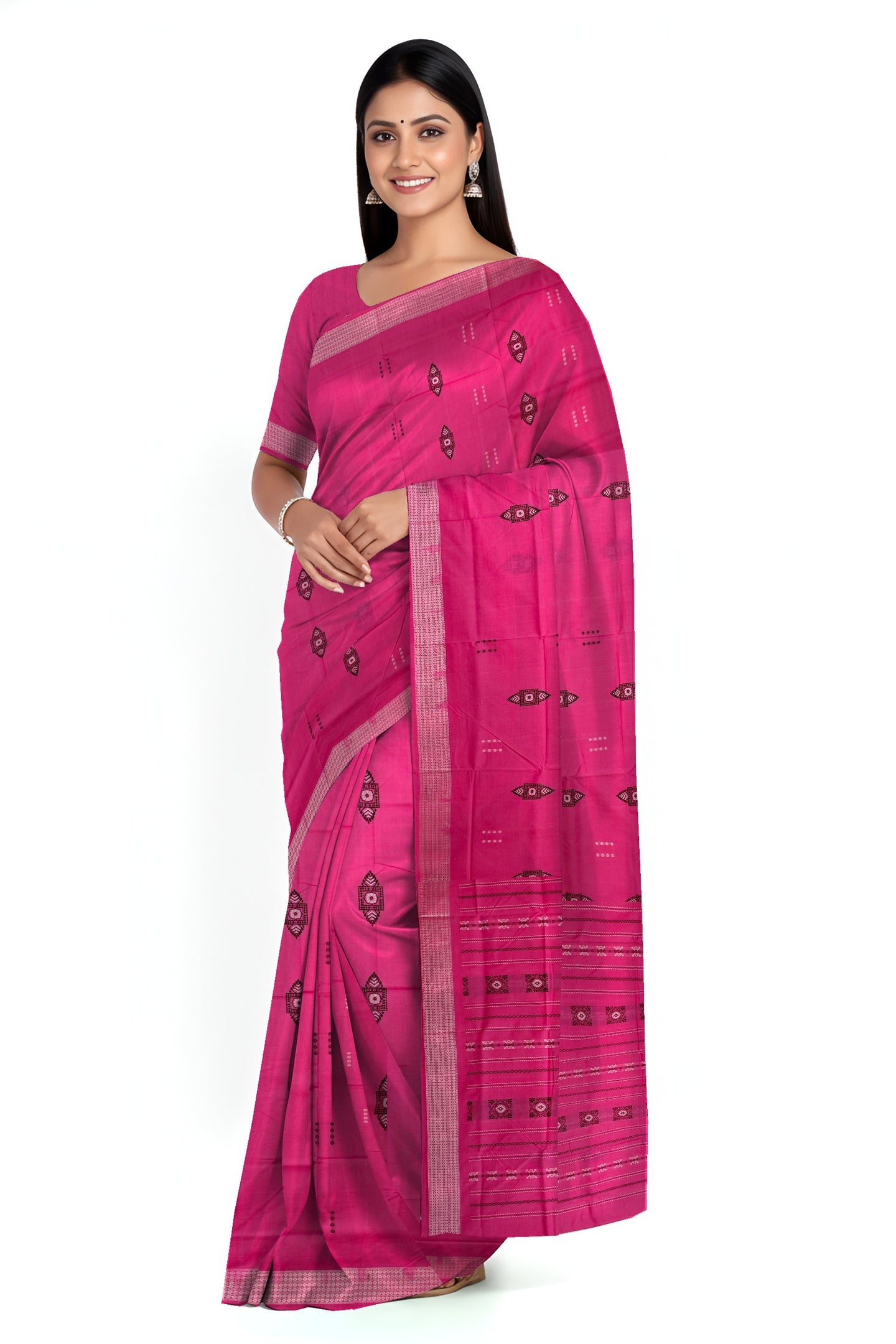 Pink Bomkai Butti Sambalapuri | Odisha Handloom GI Tagged | Devnika