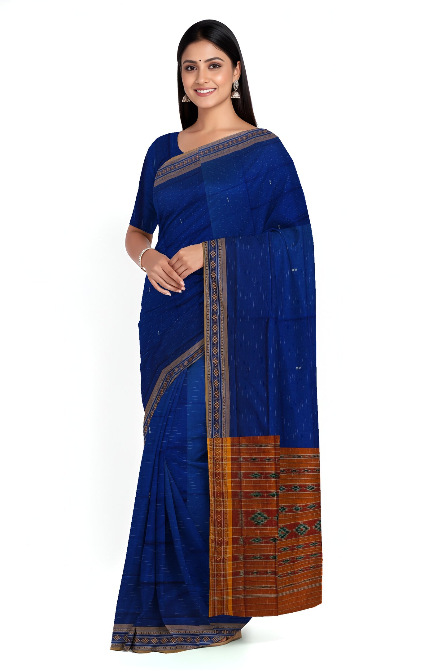 Navy Blue Bomkai Border Pasapalli Saree | Odisha Handloom GI Tagged | Devnika