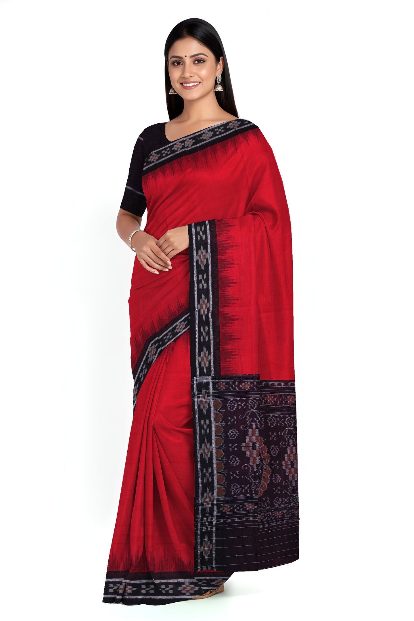Red Mania Bandha Border Pasapalli Saree | Odisha Handloom GI Tagged | Devnika