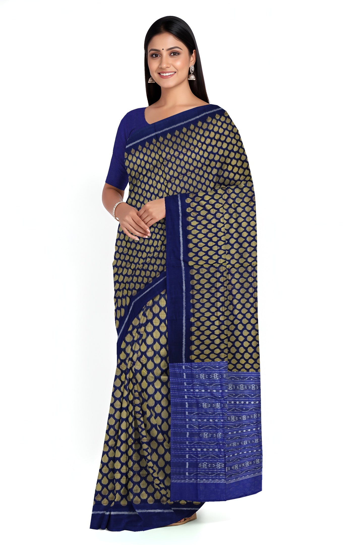 Blue Golden Tikili Bandha Saree