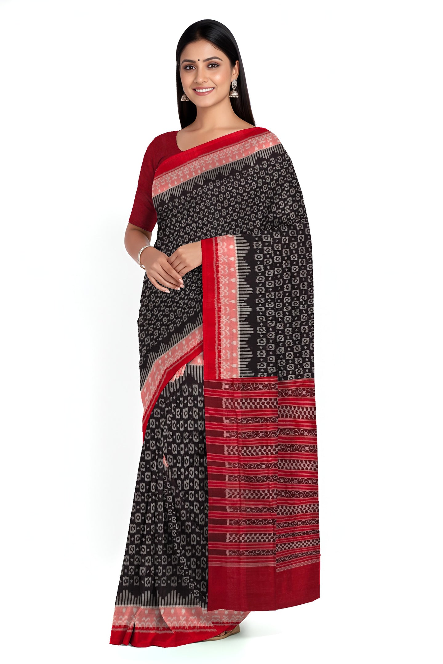 Dark Coffee Border Bandha Saree