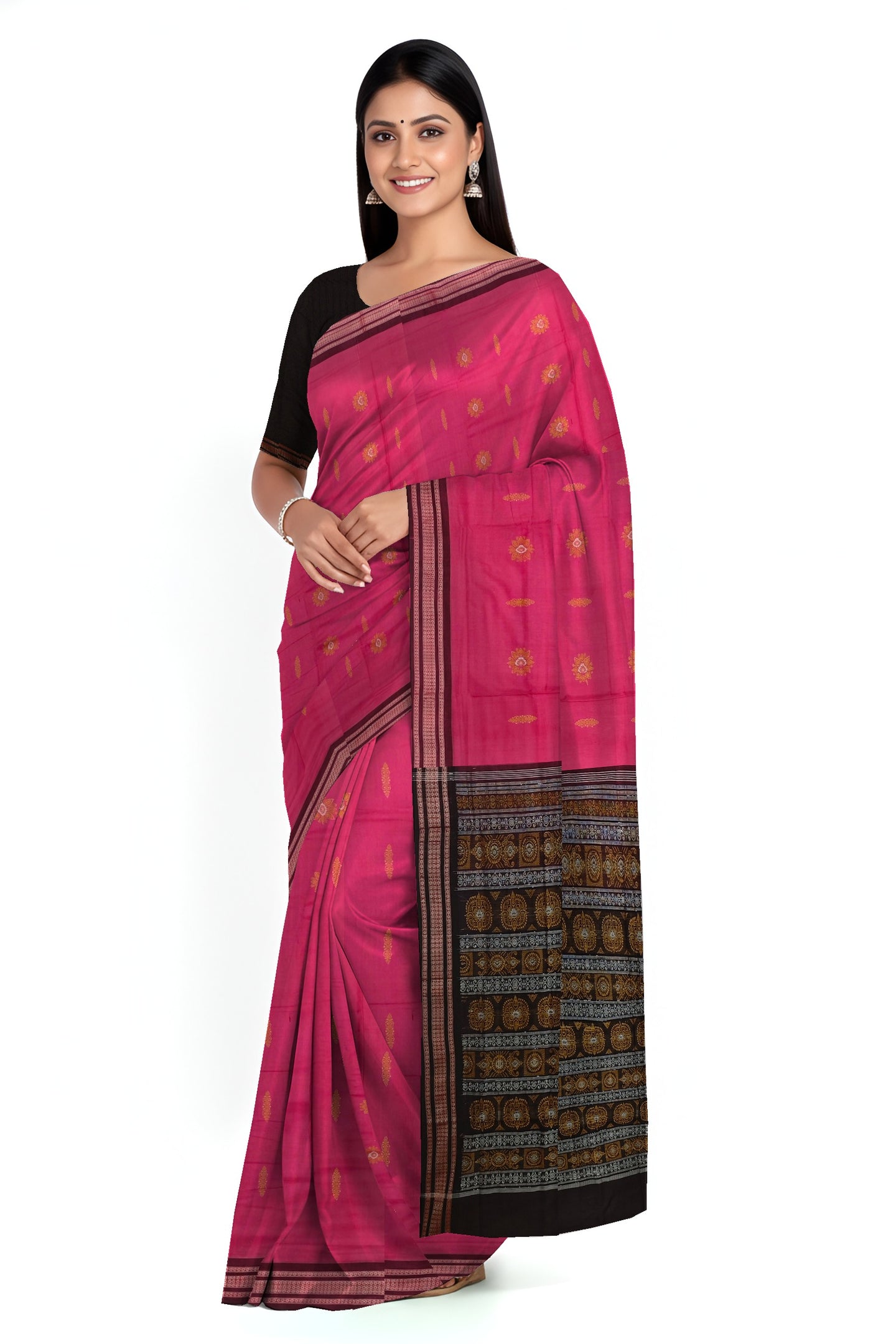 Hot Pink Bomkai Sambalapuri Saree