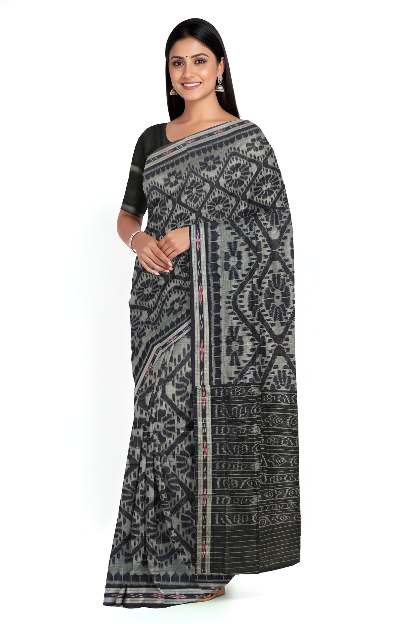 Black Mania Bandha Traditional Katiki Saree | Odisha Handloom GI Tagged | Devnika