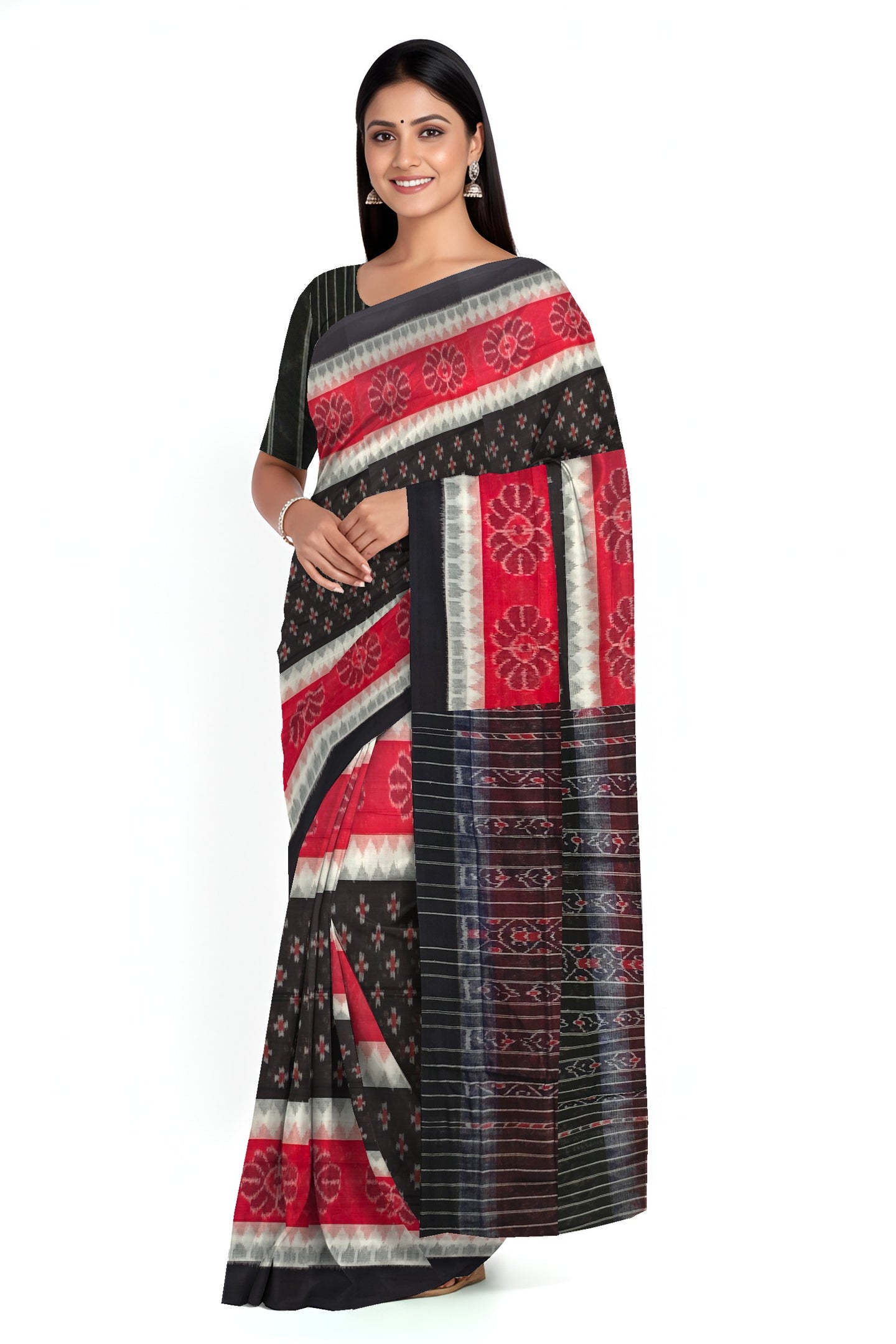 Black Mania Bandha Traditional Katiki Saree | Odisha Handloom GI Tagged | Devnika