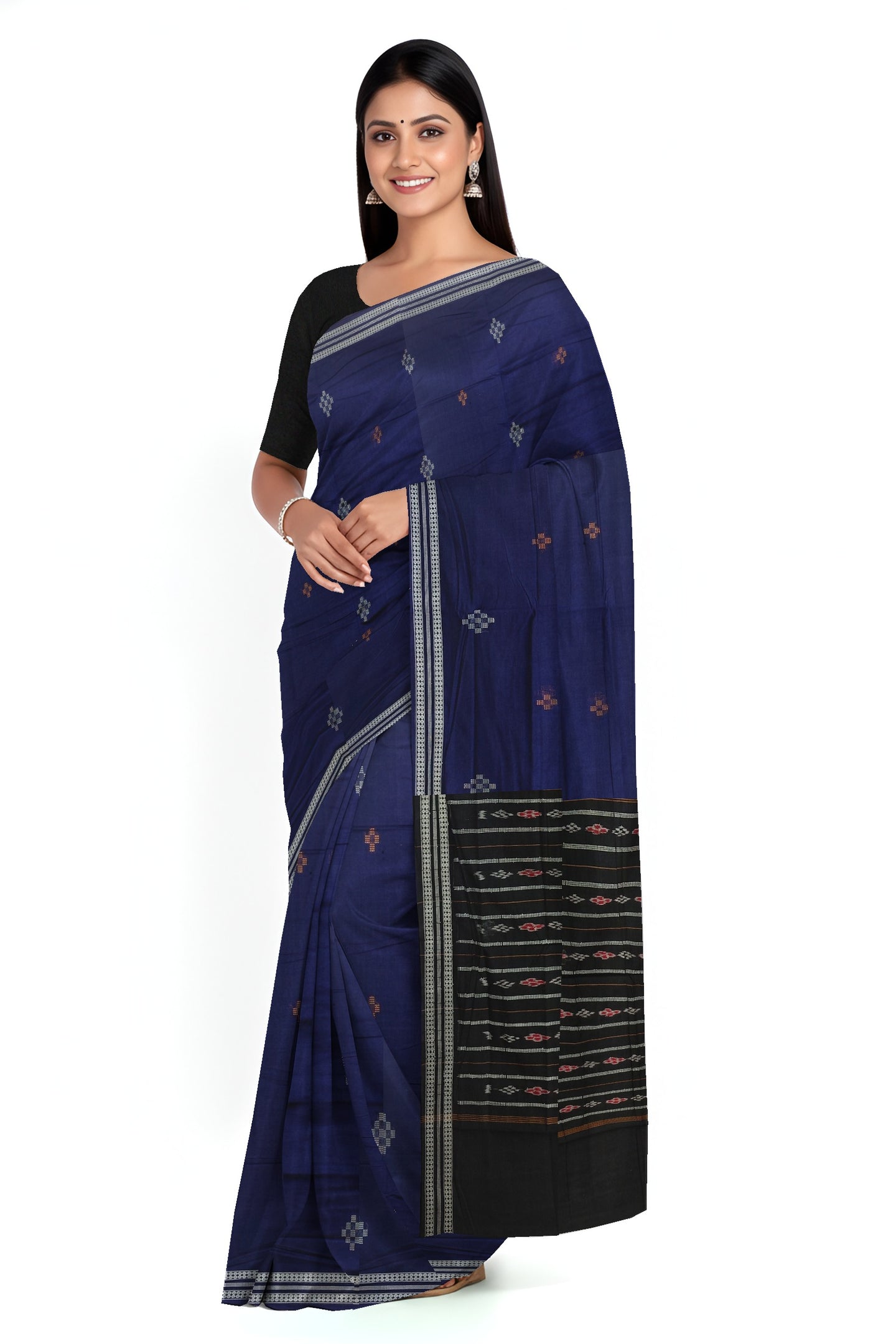 Deep Blue Bomkai Butti Saree