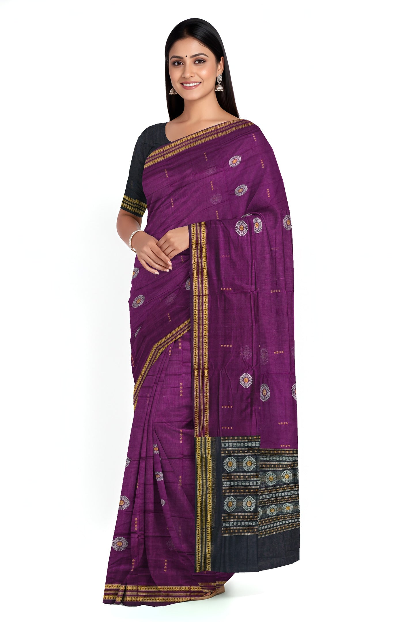 Purple Bomkai Butti Sambalapuri Saree | Odisha Handloom GI Tagged | Devnika