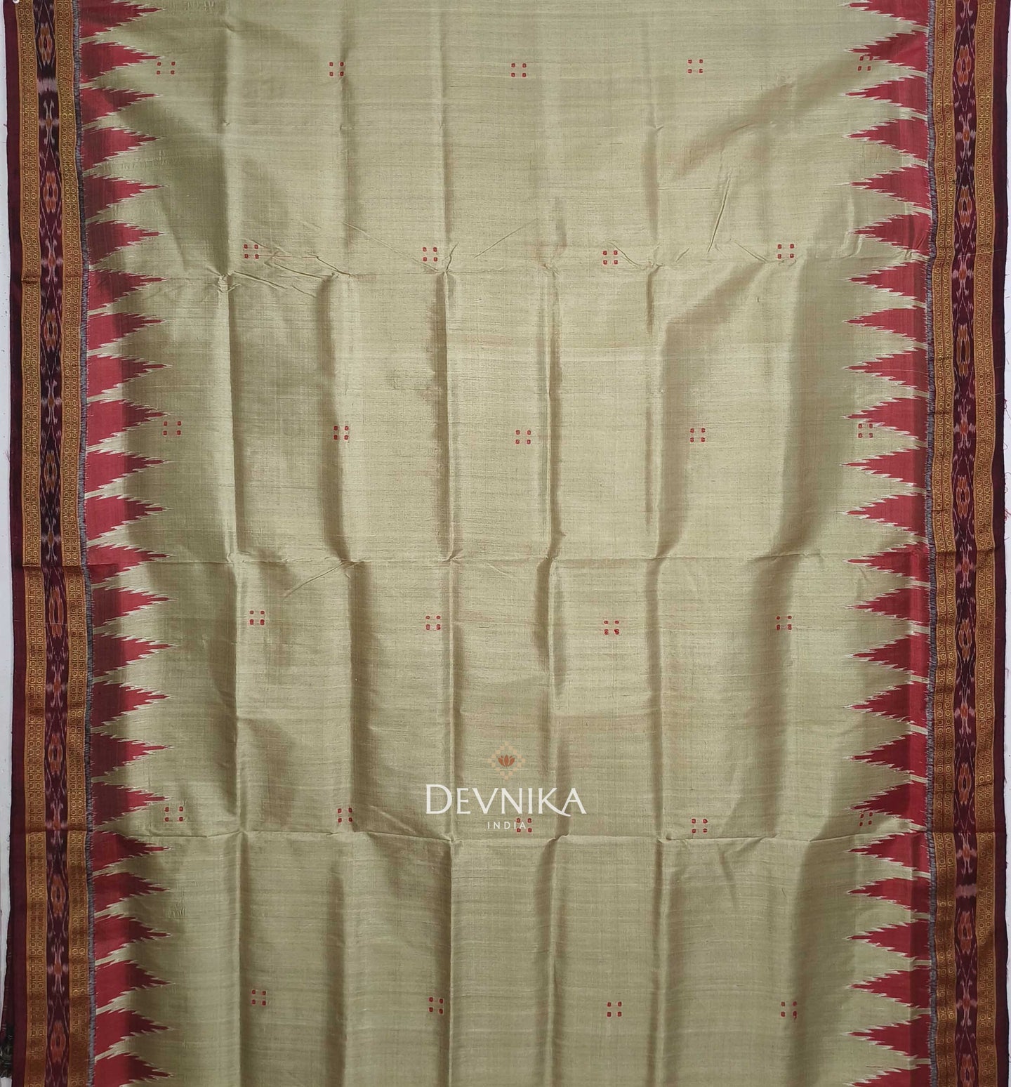 Matha Brown Big Temple Border Khandua Pata Saree | Odisha Handloom | Devnika