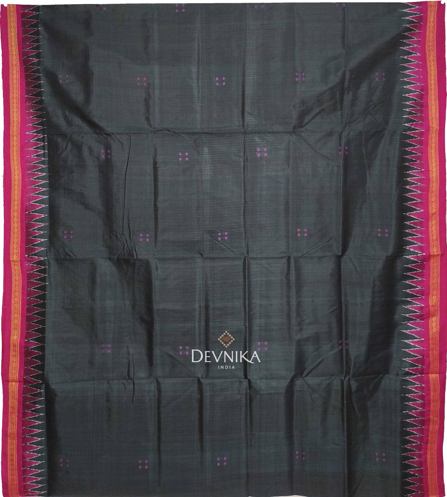 Black Single Temple Border Khandua Pata Saree