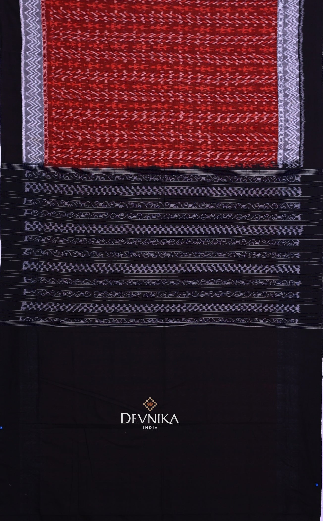 Brown Double Border Bandha Handloom Cotton Saree | Odisha Handloom | Devnika