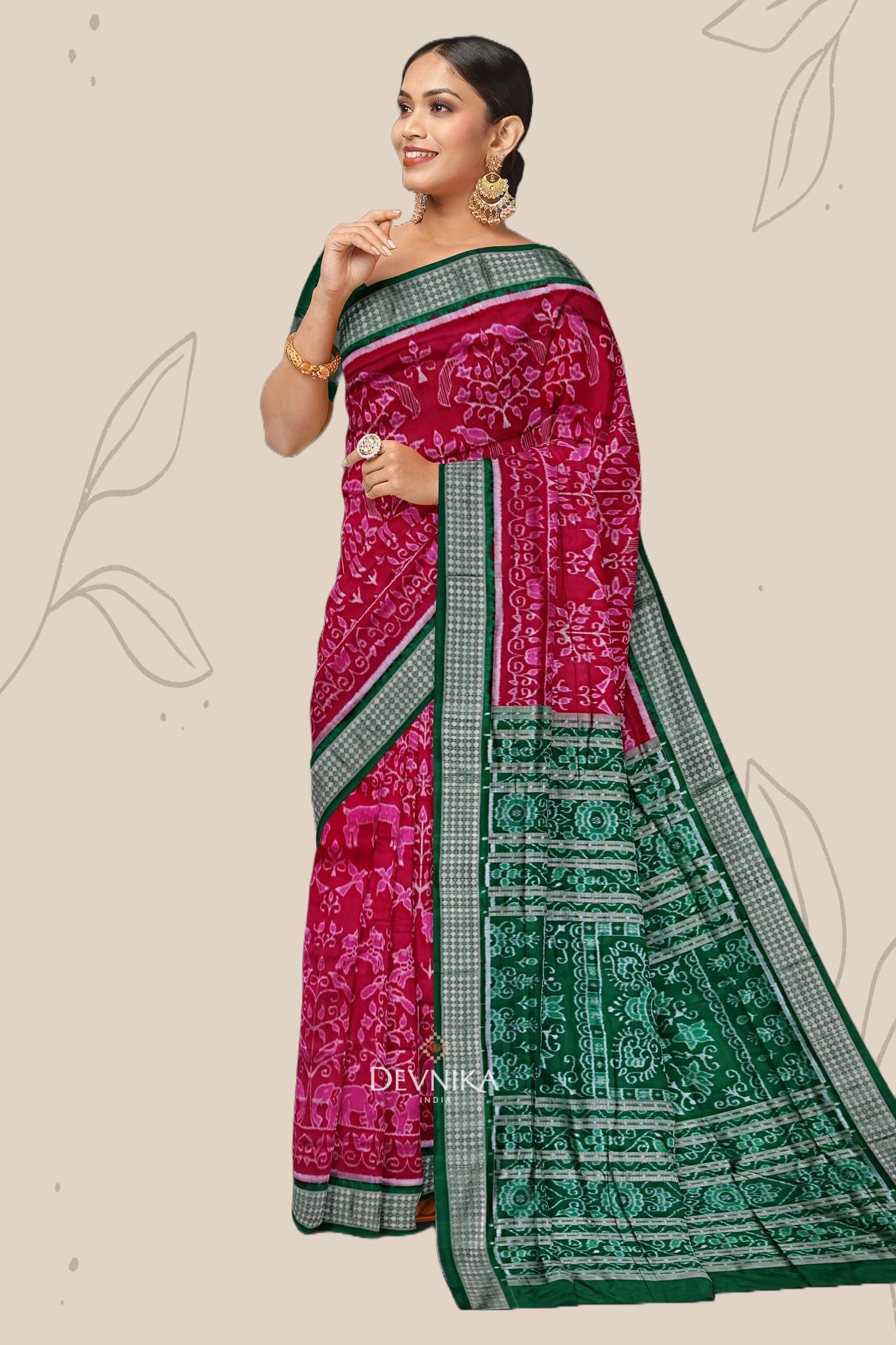 Hot Pink Traditional Body Bandha Saree