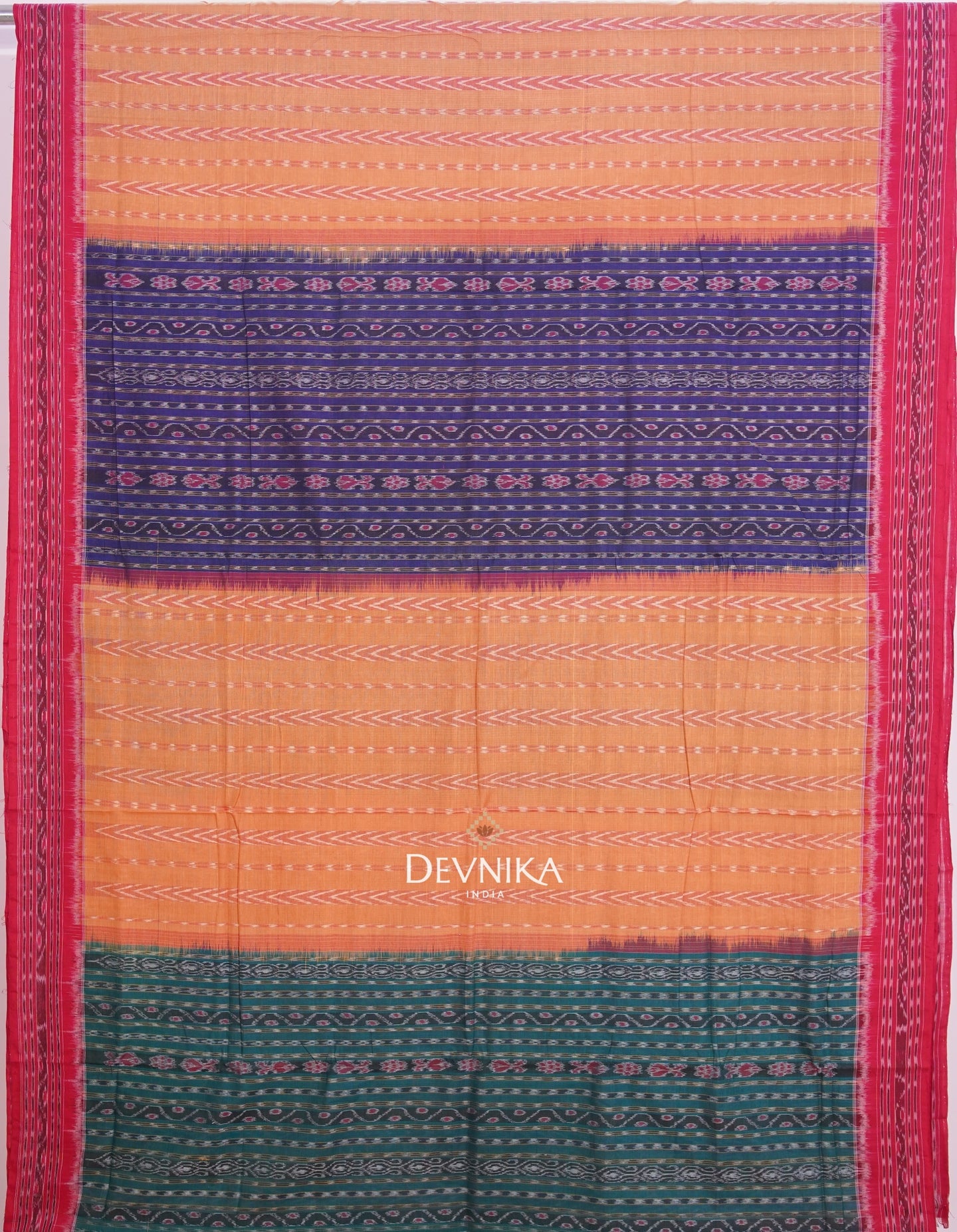 Brown Pancha Mukhi Bandha Handloom Cotton Saree | Odisha Handloom | Devnika