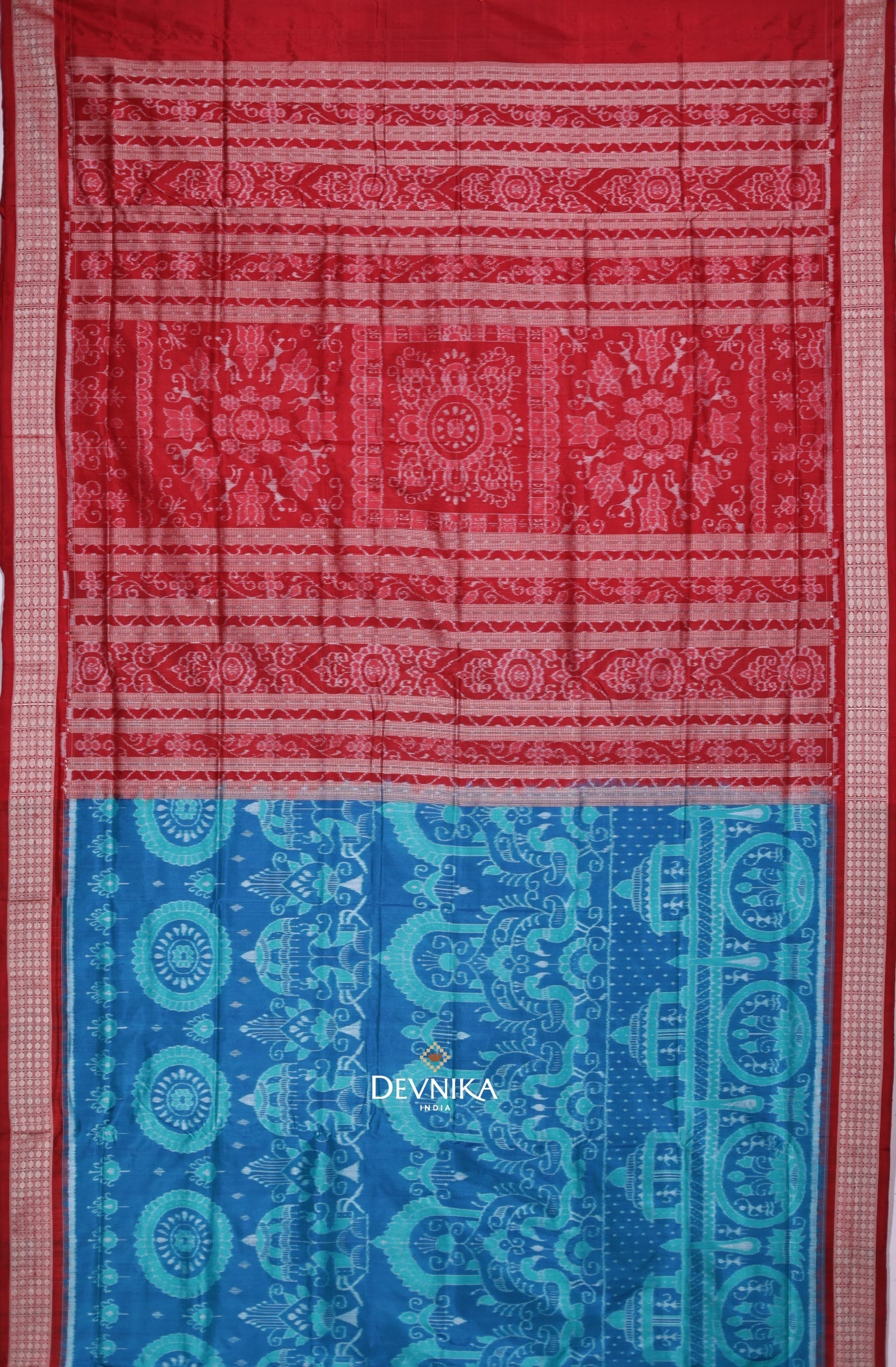 Bright Blue Bandha Sambalapuri Silk Saree