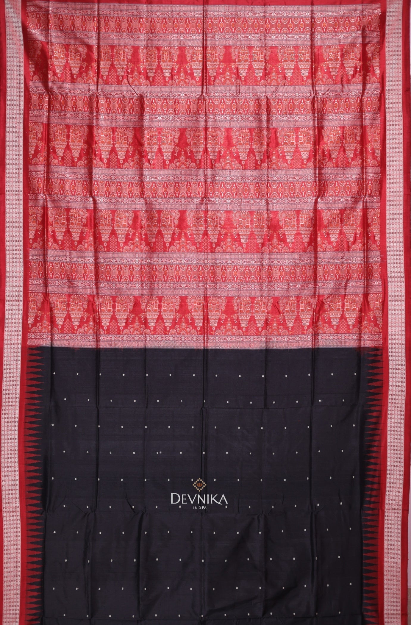 Black Bomkai Butti Sambalapuri Saree