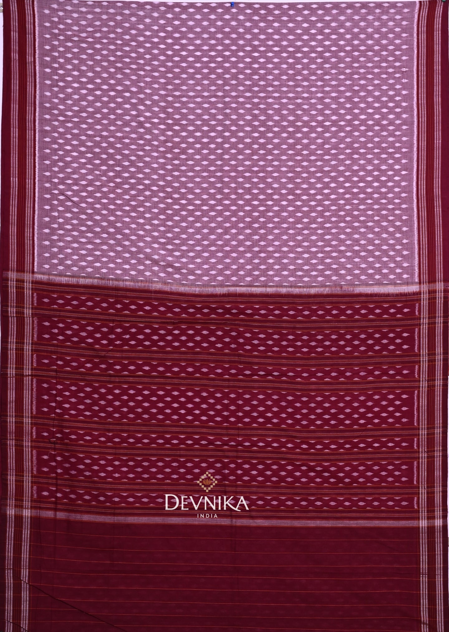 Steel Maroon Body Bandha Handloom Cotton Saree | Odisha Handloom | Devnika