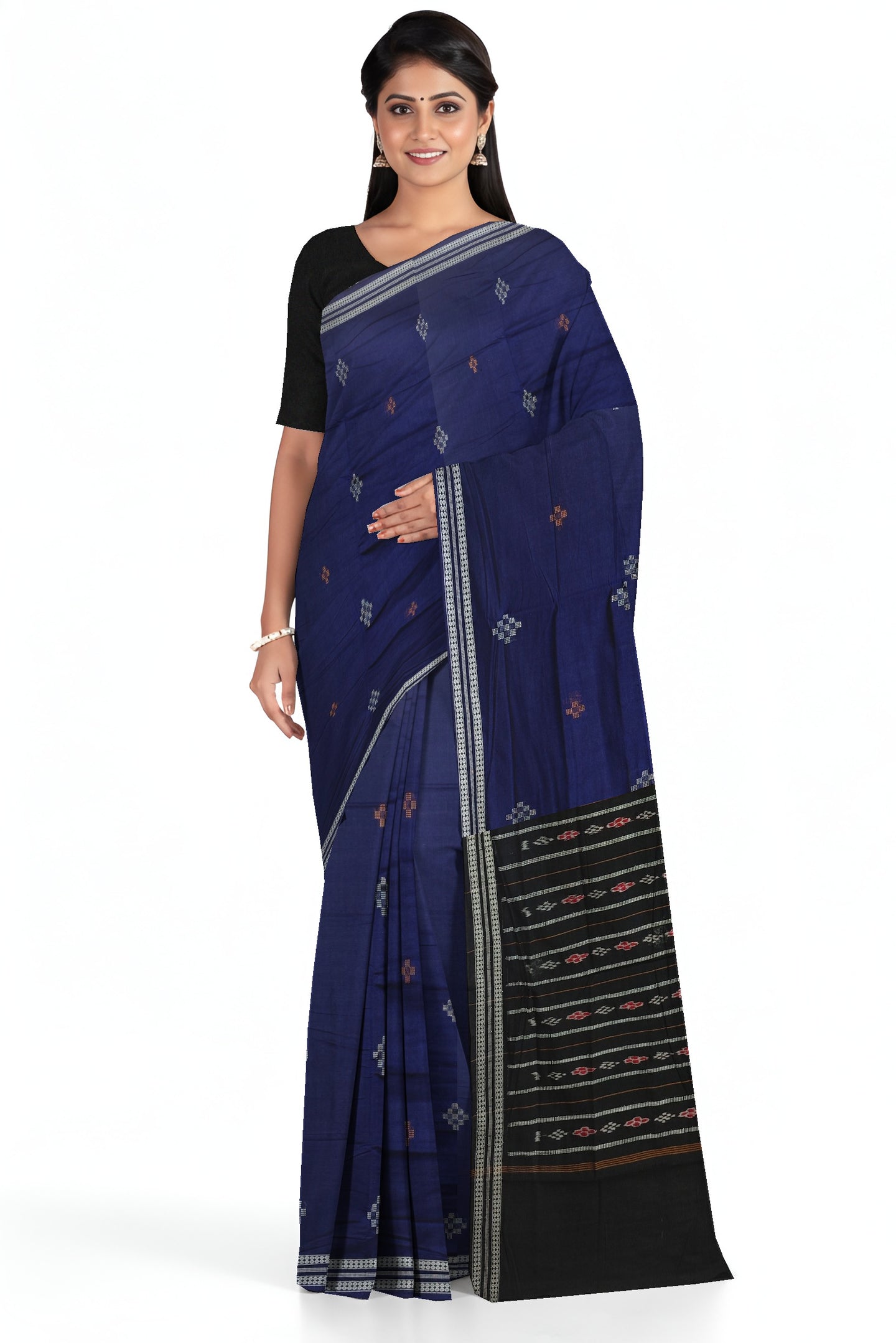 Deep Blue Bomkai Butti Saree