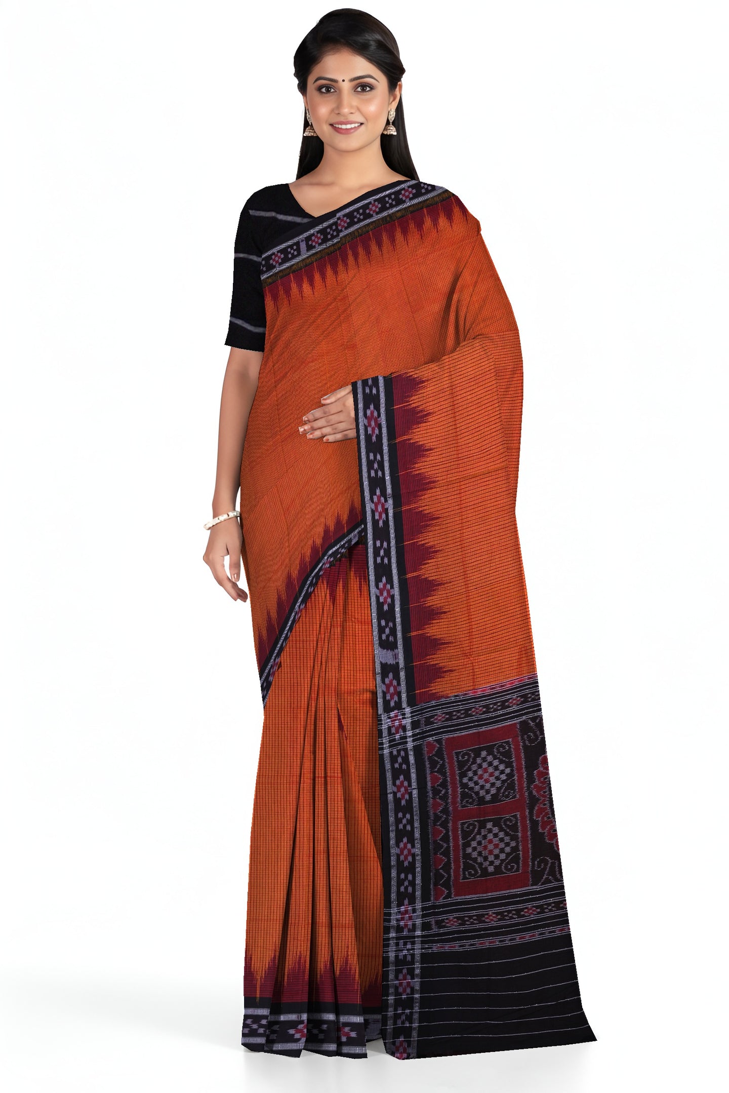 Golden Orange Mania Bandha Border Pasapalli Saree