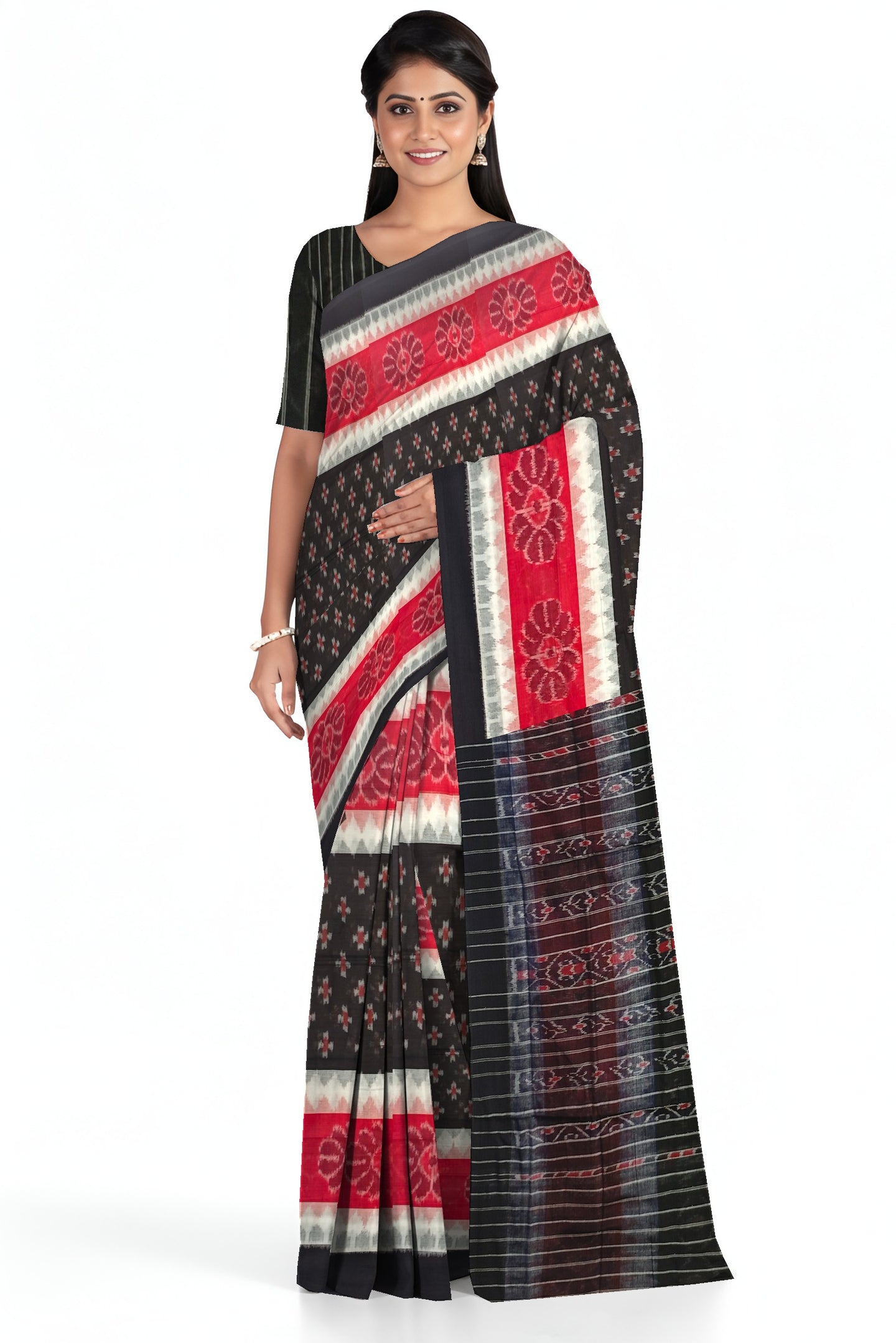 Black Mania Bandha Traditional Katiki Saree | Odisha Handloom GI Tagged | Devnika