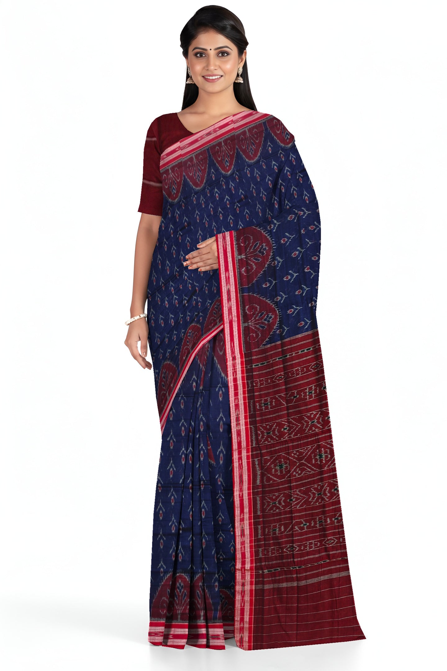 Deep Blue Mania Bandha Traditional Katiki Saree | Odisha Handloom GI Tagged | Devnika
