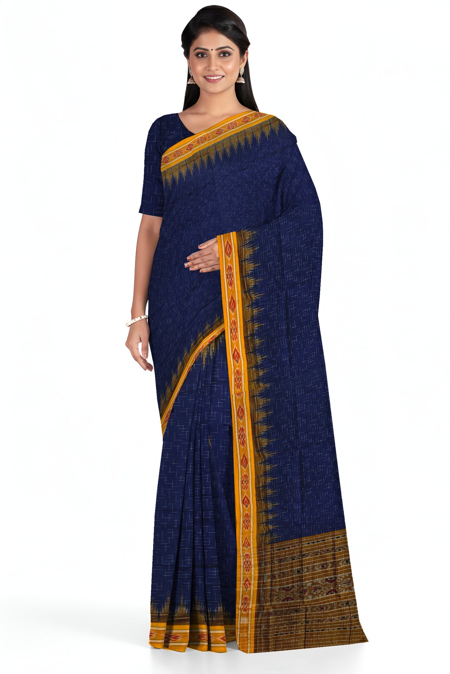 Deep Blue Mania Bandha Traditional Katiki Saree | Odisha Handloom GI Tagged | Devnika