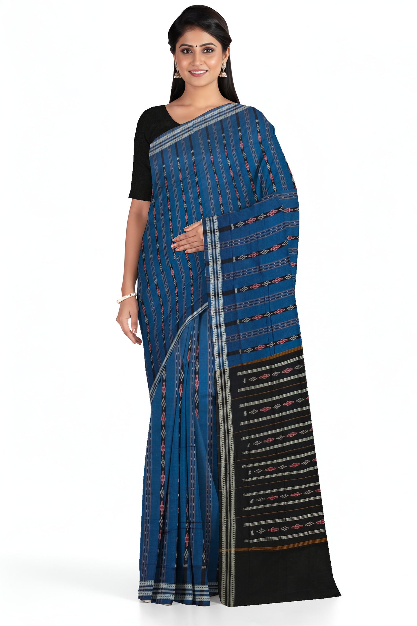 Blue Line Bandha Saree | Odisha Handloom GI Tagged | Devnika