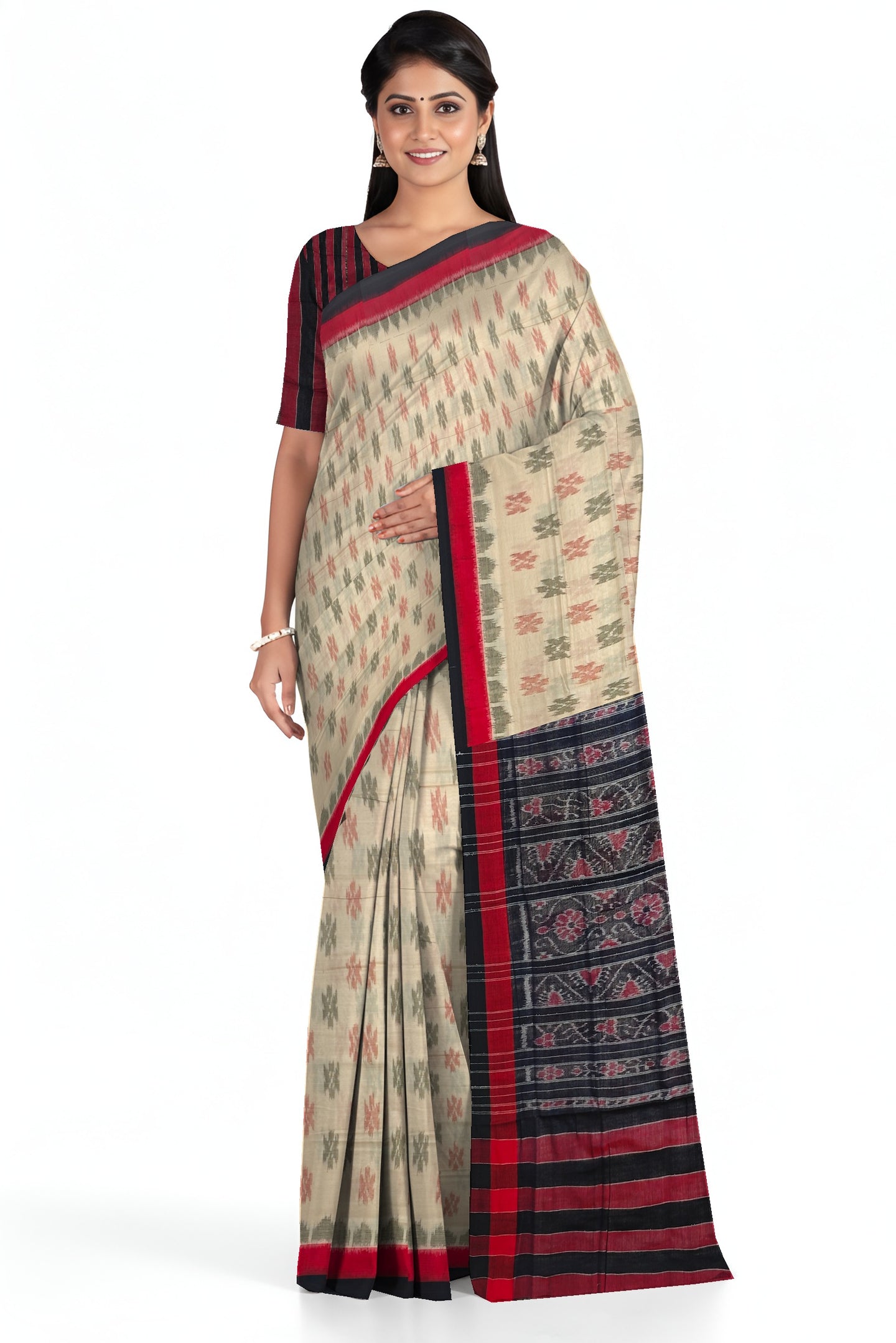 Chandan Mania Bandha Traditional Katiki Saree | Odisha Handloom GI Tagged | Devnika