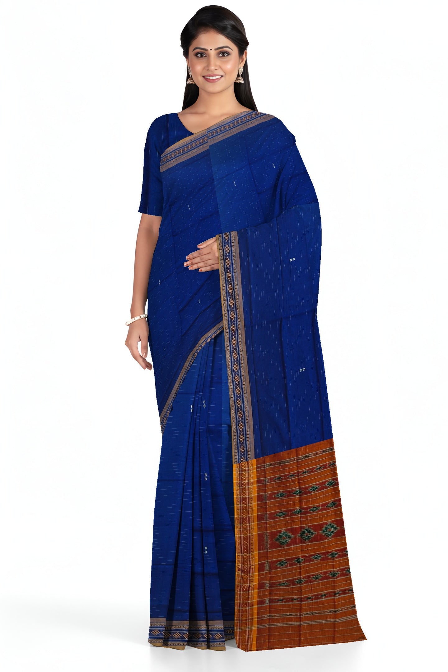Navy Blue Bomkai Border Pasapalli Saree | Odisha Handloom GI Tagged | Devnika
