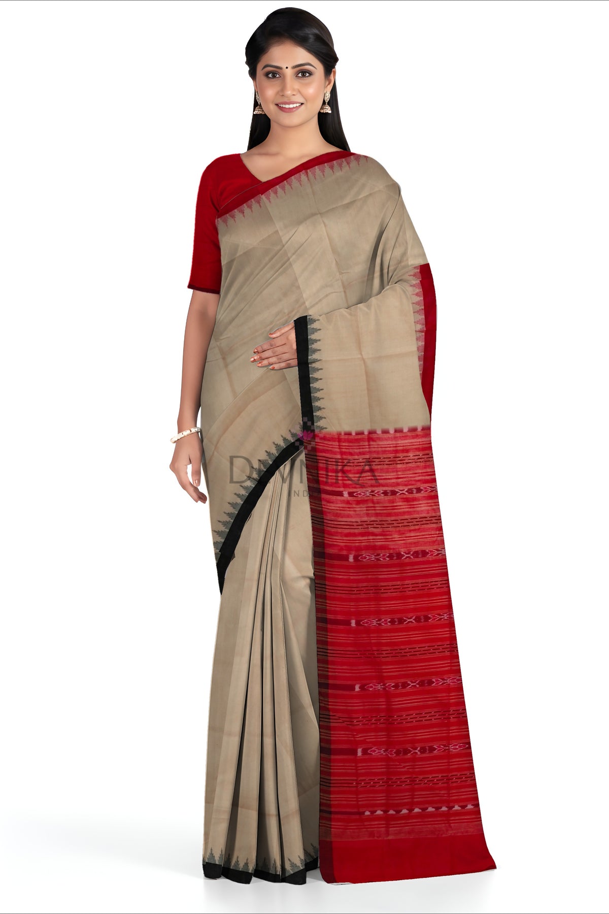 Chandan Ganga Jamuna Cotton Bapta Saree | Odisha Handloom GI Tagged | Devnika