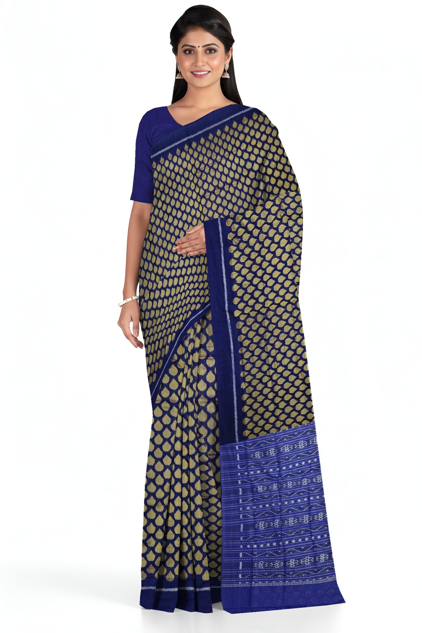 Blue Golden Tikili Bandha Saree