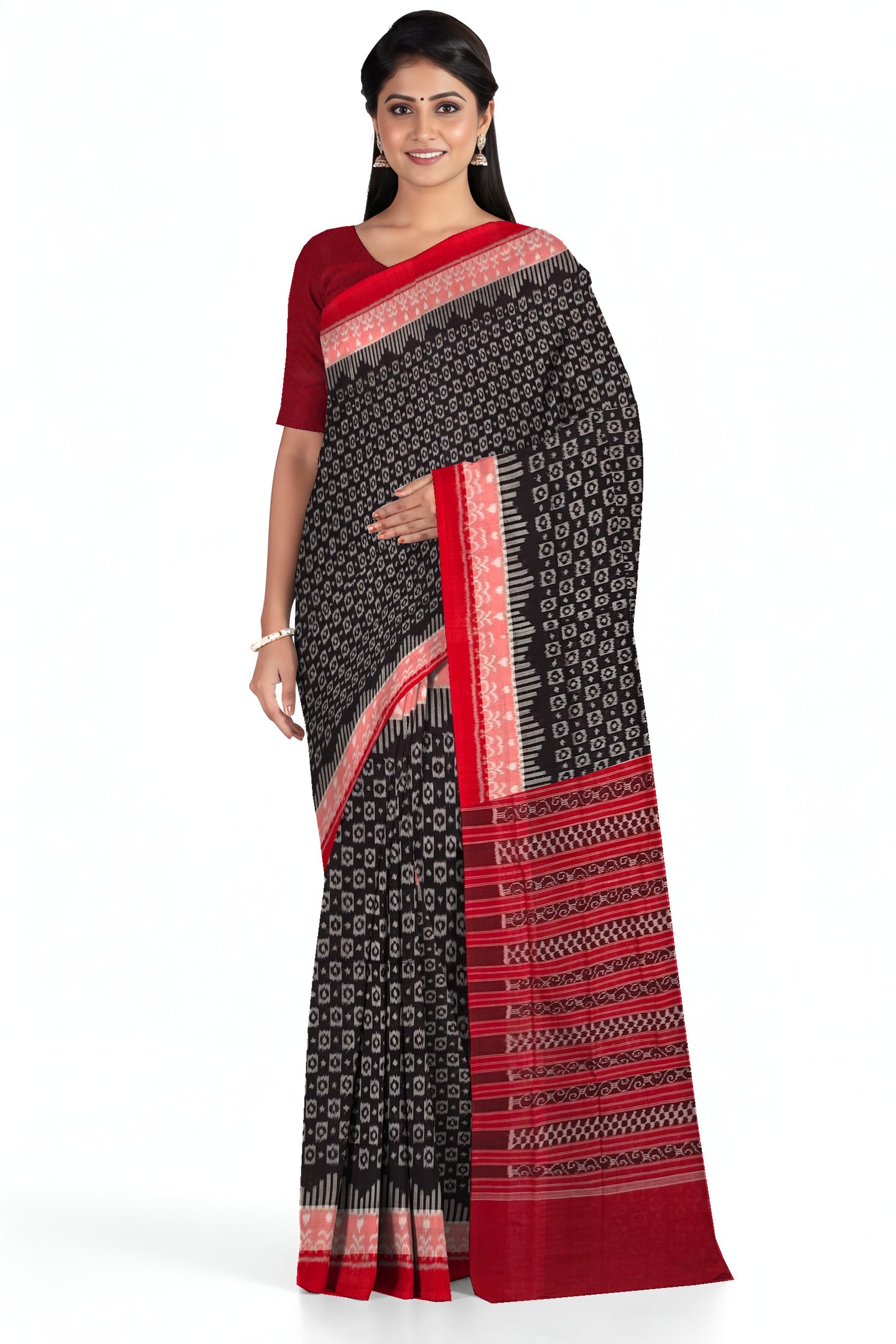 Dark Coffee Border Bandha Saree