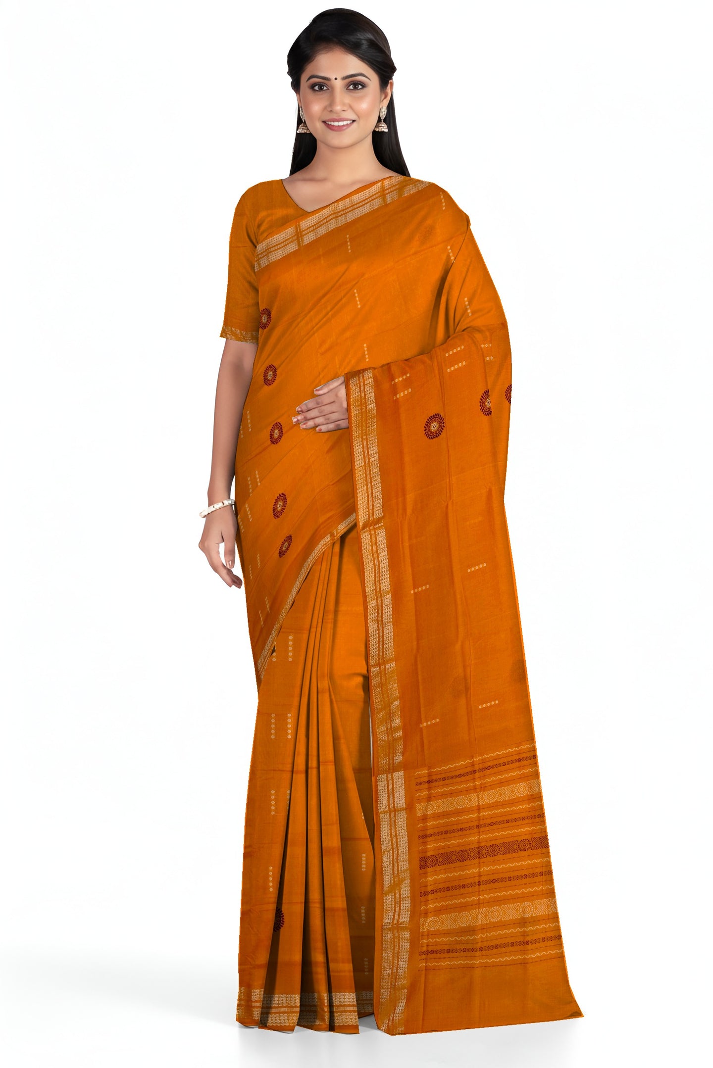 Golden Yellow Bomkai Butti Sambalapuri Saree | Odisha Handloom GI Tagged | Devnika